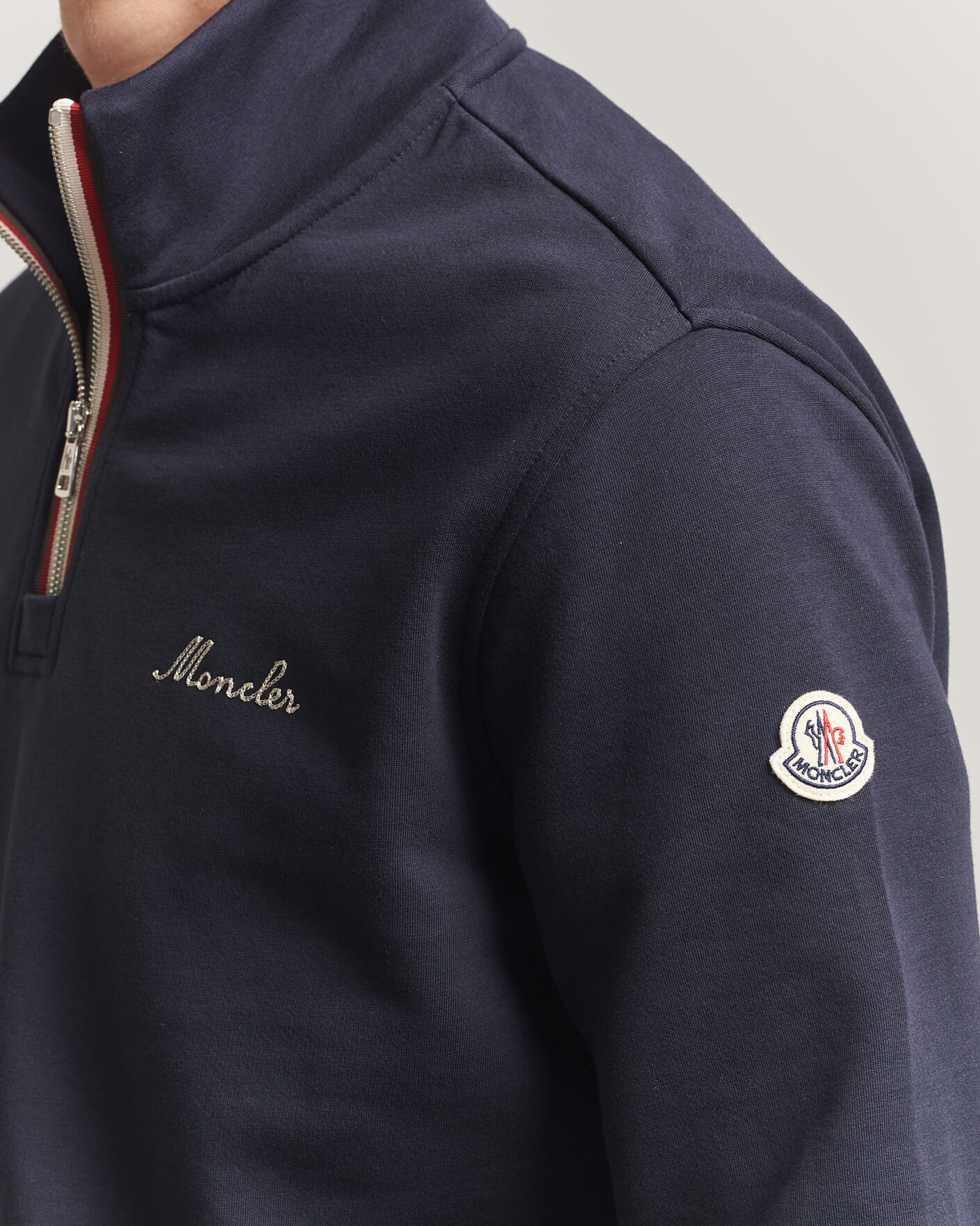 Herre | Gensere | Moncler | Signature Logo Half Zip Navy