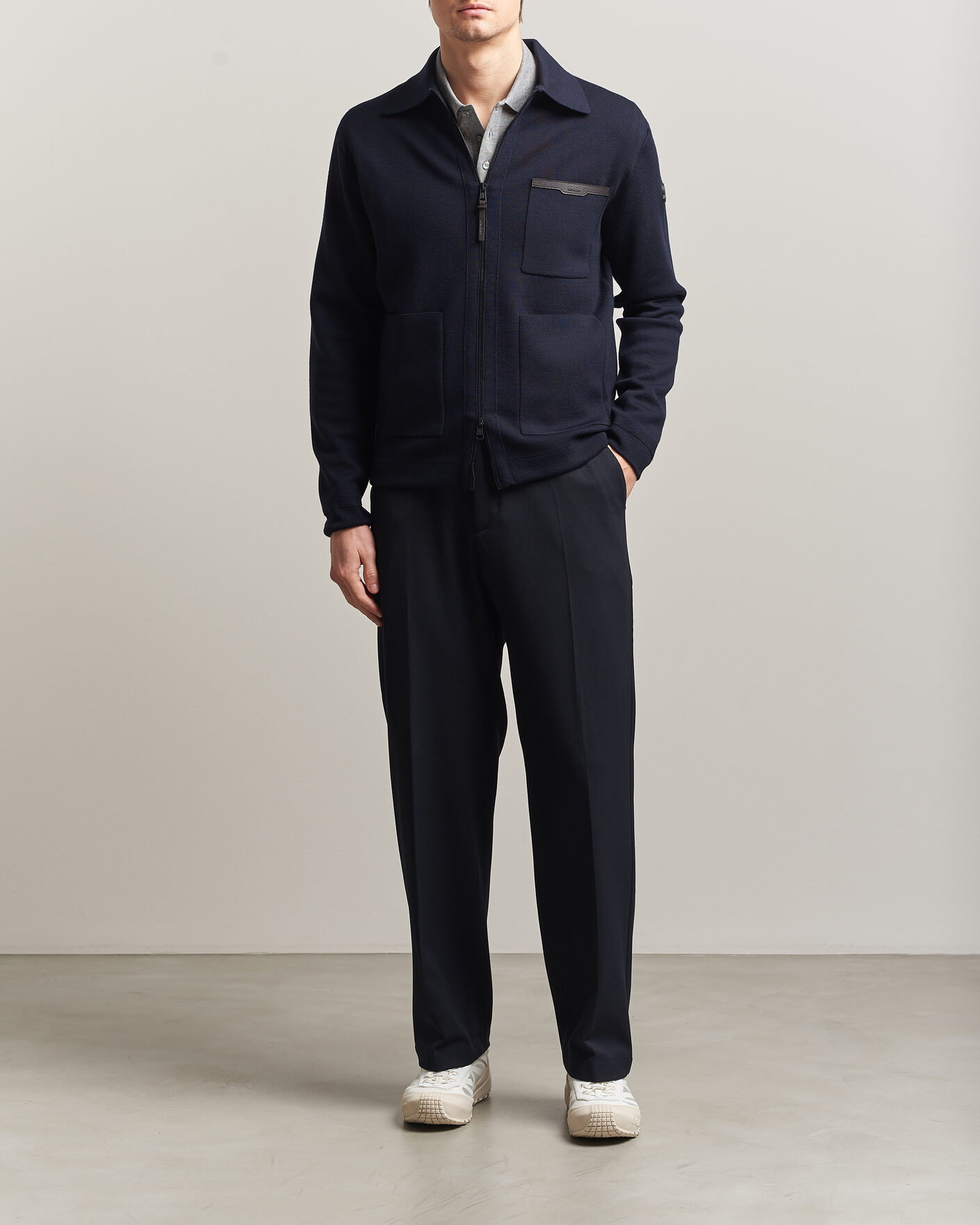 Herre | Gensere | Moncler | Zip Wool Cardigan Navy