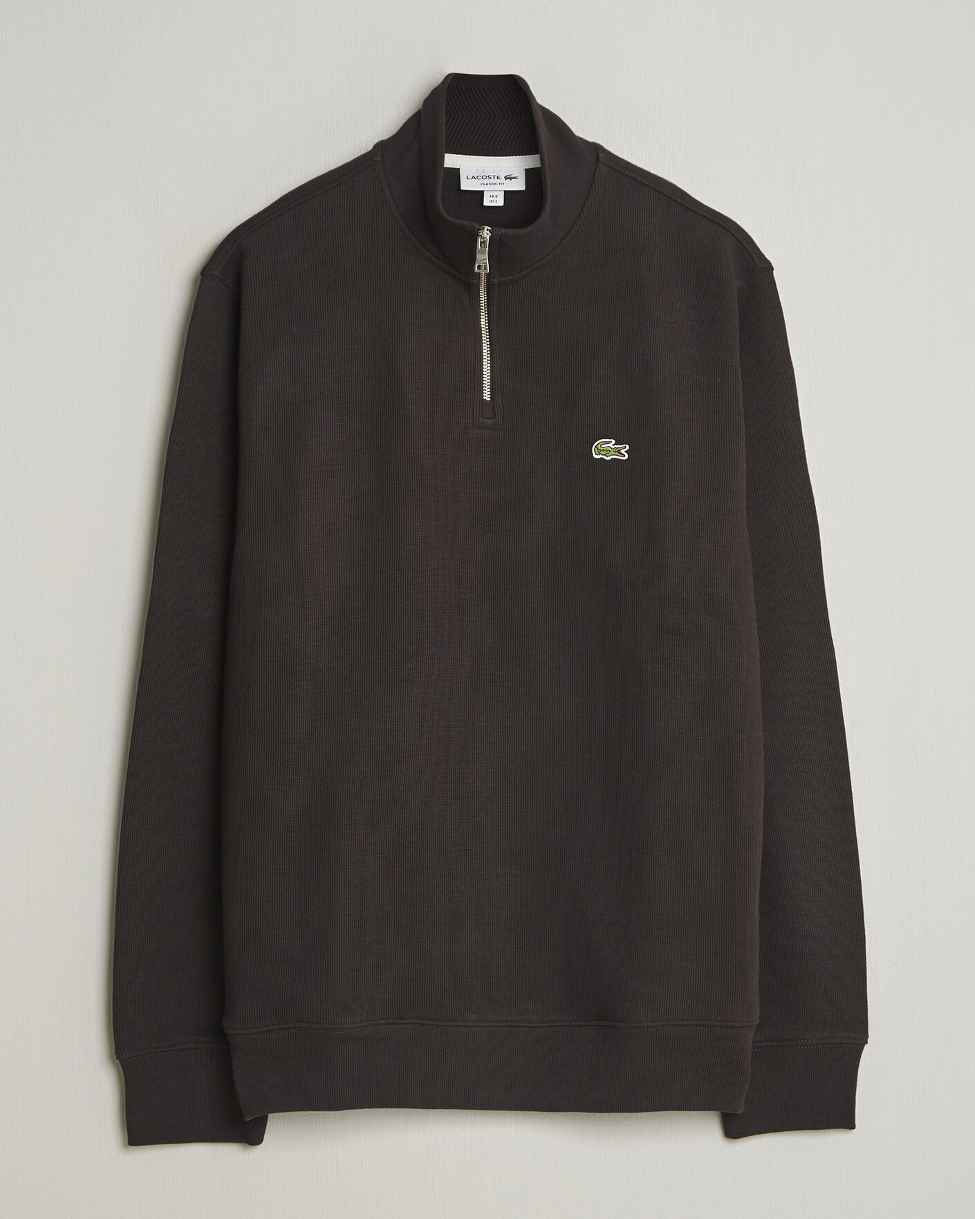 Herre | Gensere | Lacoste | Rib Interlock Half Zip Buffle Brown