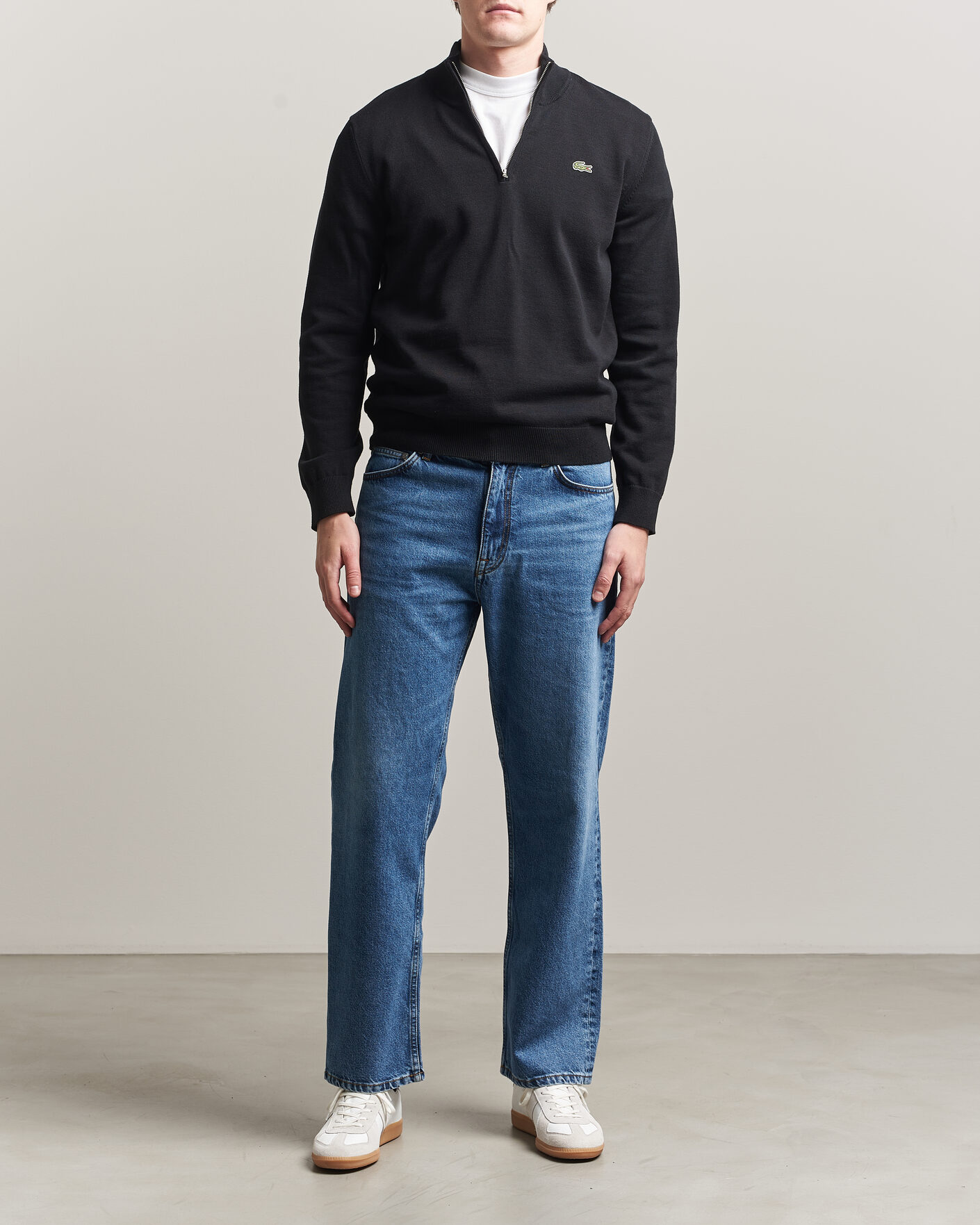 Herre | Gensere | Lacoste | Cotton Knitted Half Zip Black