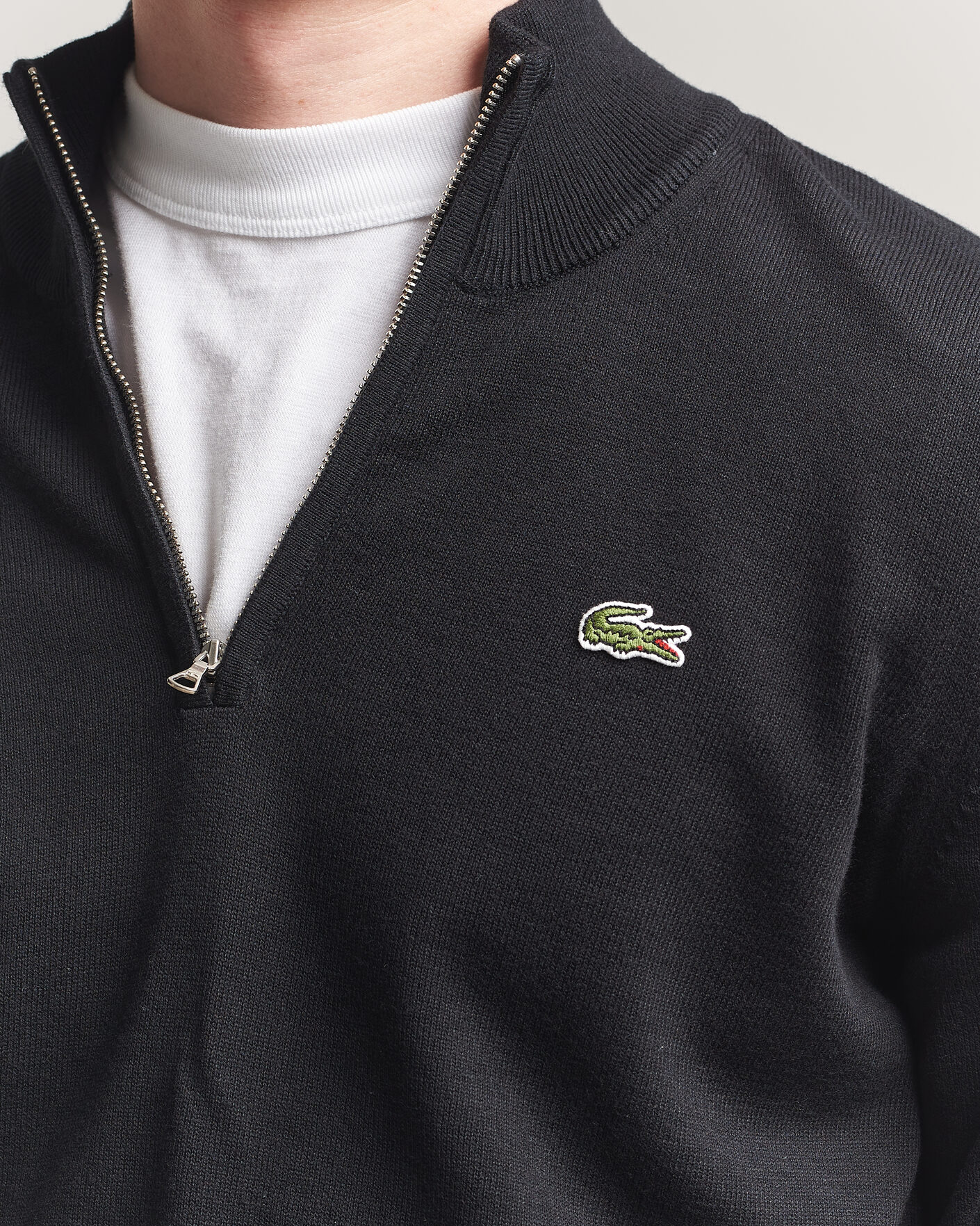 Herre | Gensere | Lacoste | Cotton Knitted Half Zip Black