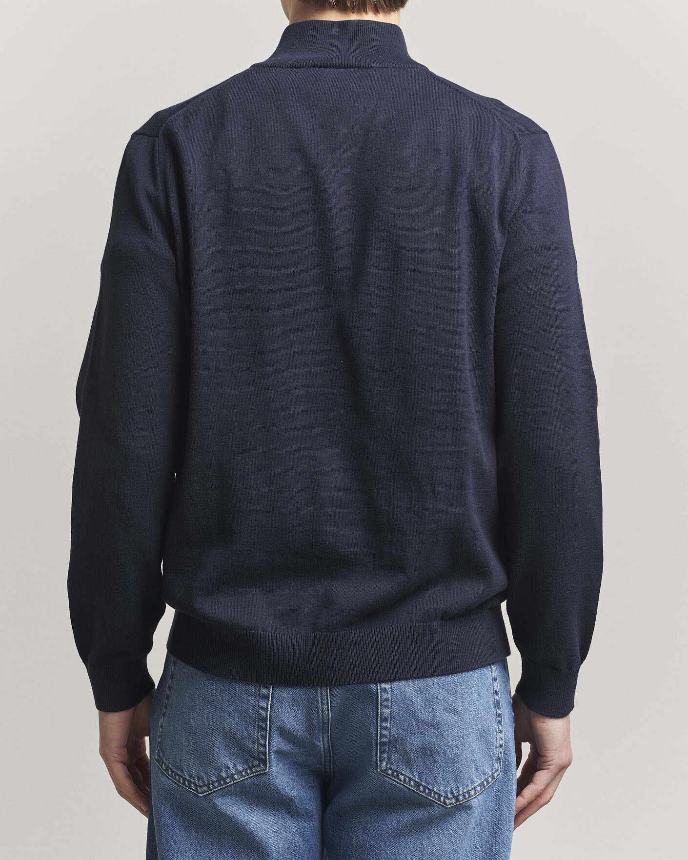 Herre | Gensere | Lacoste | Cotton Knitted Half Zip Navy Blue