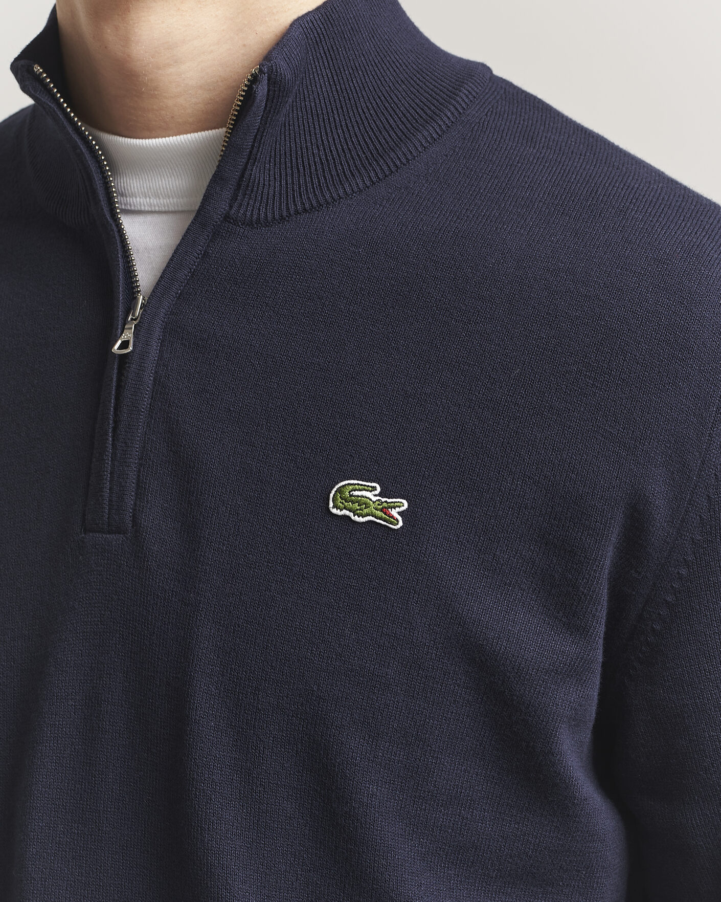 Herre | Gensere | Lacoste | Cotton Knitted Half Zip Navy Blue