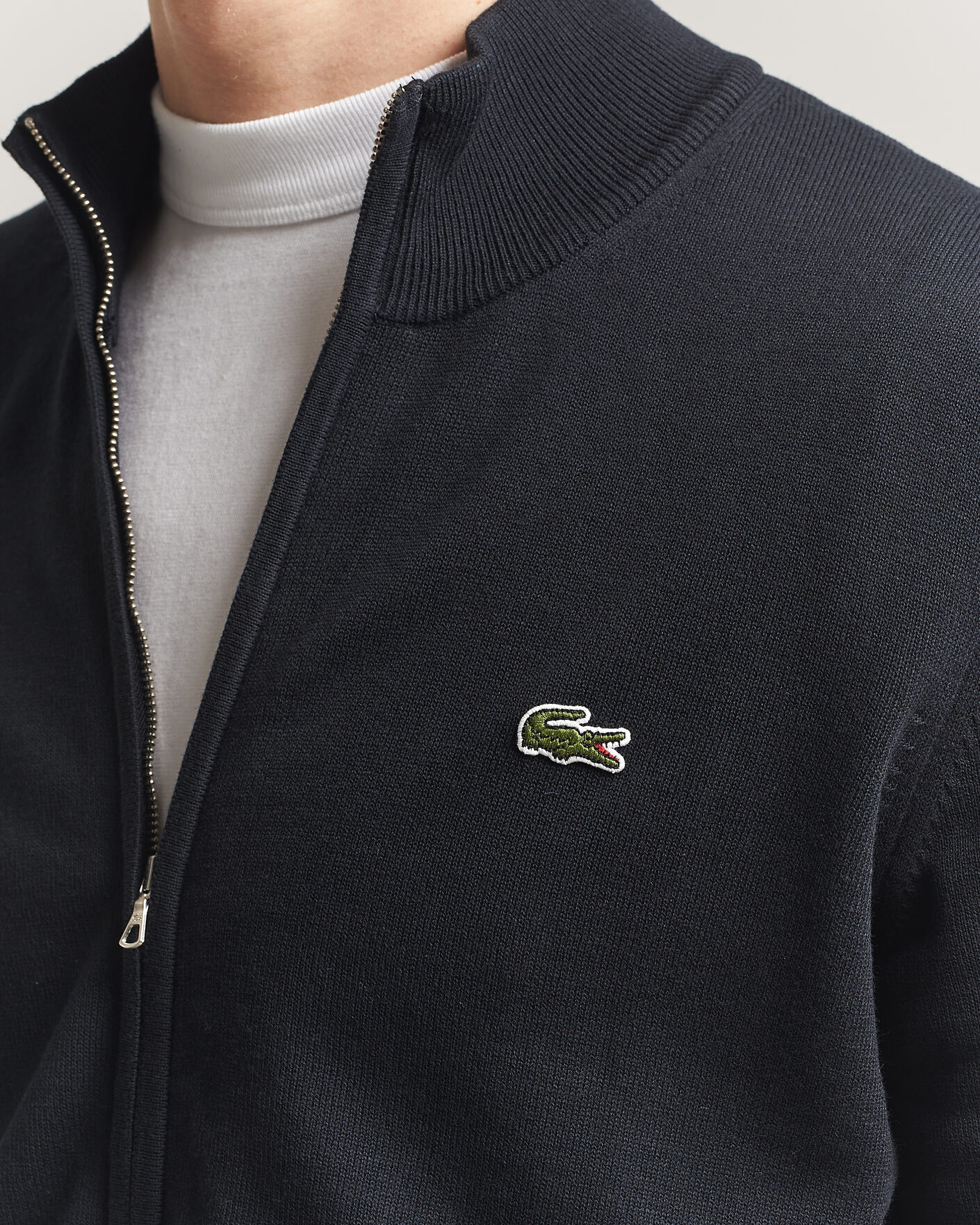 Herre | Gensere | Lacoste | Cotton Knitted Full Zip Black