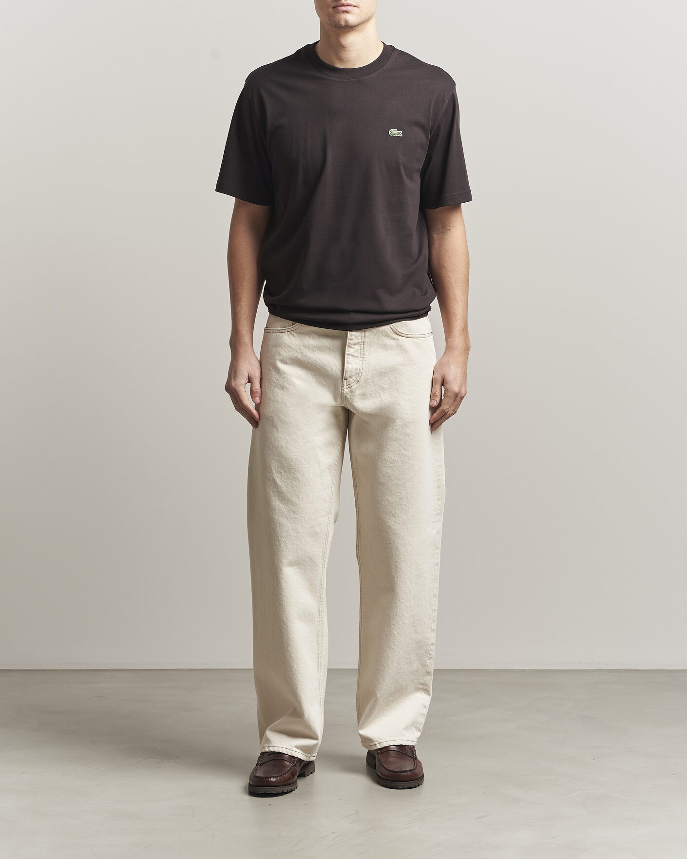 Herre | T-Shirts | Lacoste | Crew Neck T-Shirt Buffle Brown
