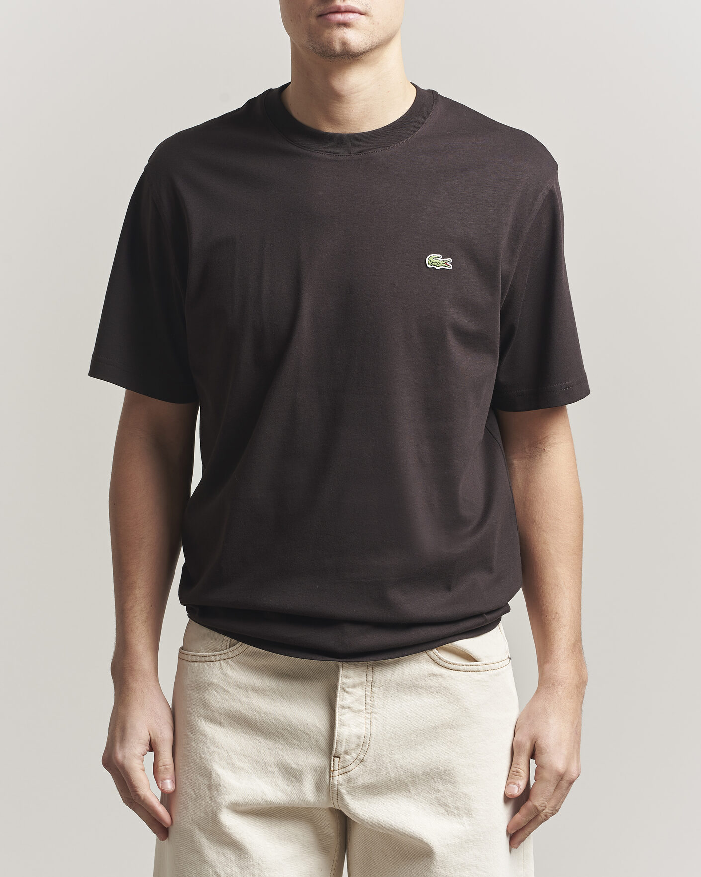 Herre | T-Shirts | Lacoste | Crew Neck T-Shirt Buffle Brown