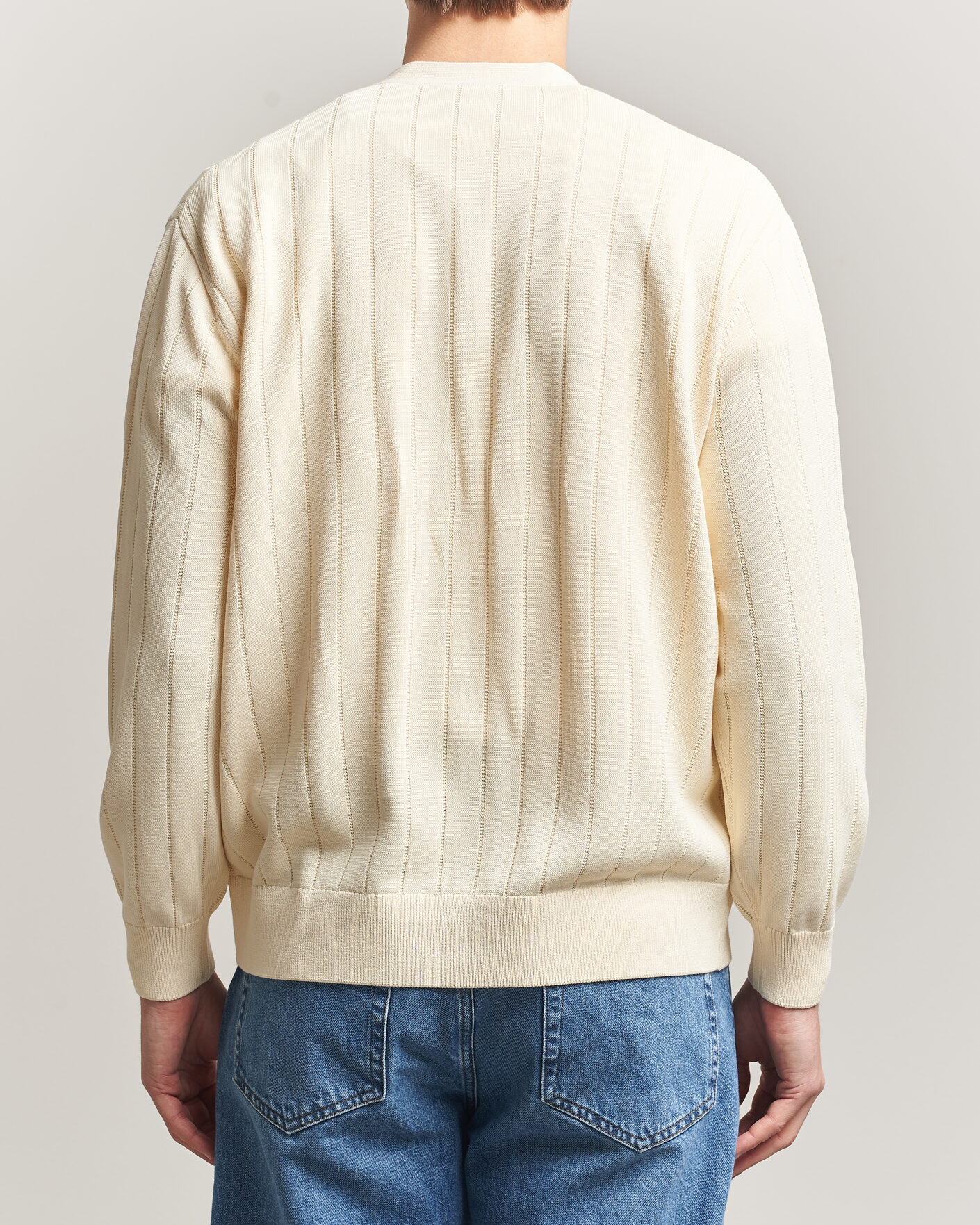 Herre | Gensere | Lacoste | Cotton Structured Knitted Cardigan Naturel Clair