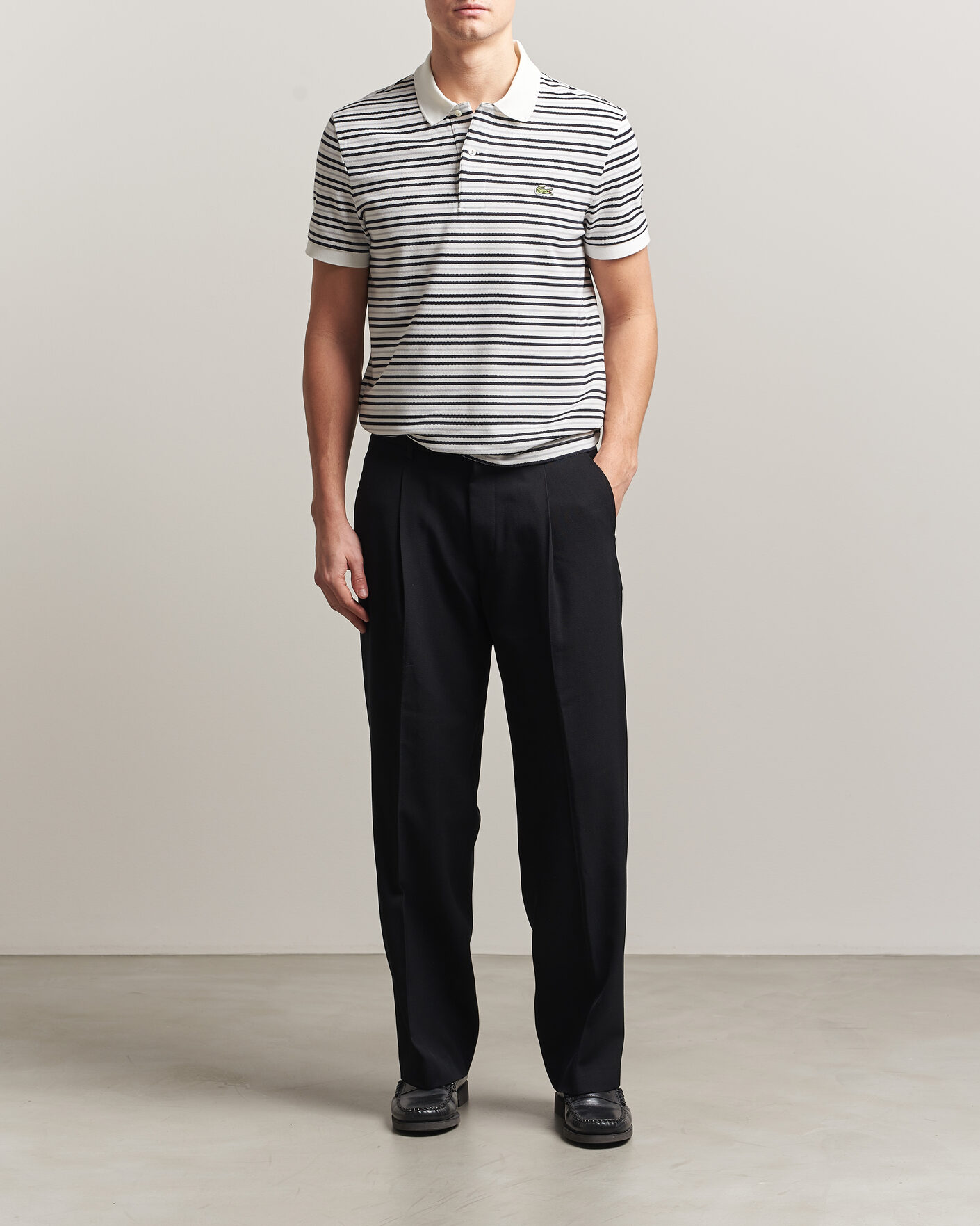 Herre | Pikéer | Lacoste | Original Striped Polo Piké Blackbird/Flour