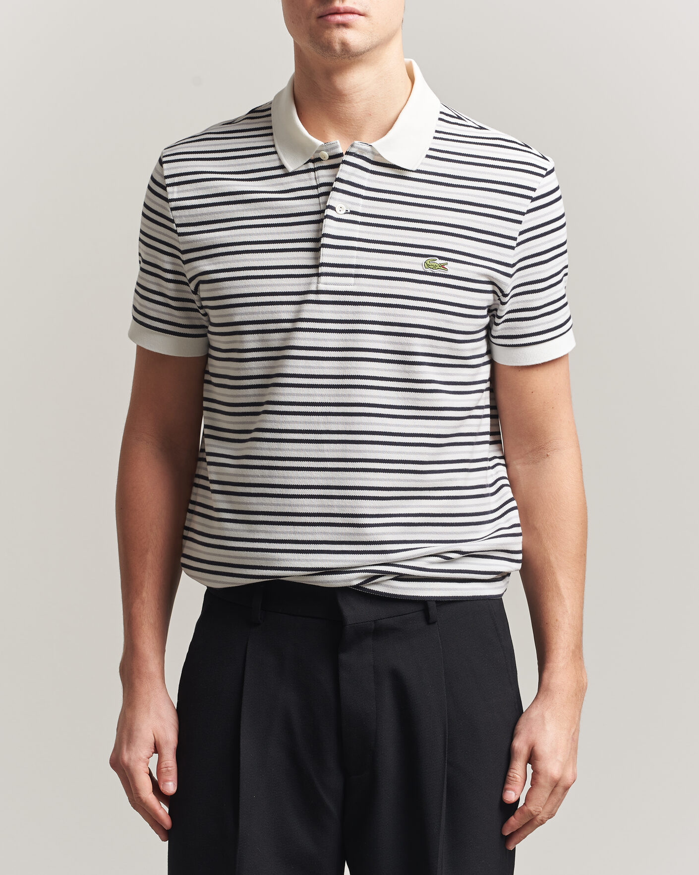 Herre | Pikéer | Lacoste | Original Striped Polo Piké Blackbird/Flour