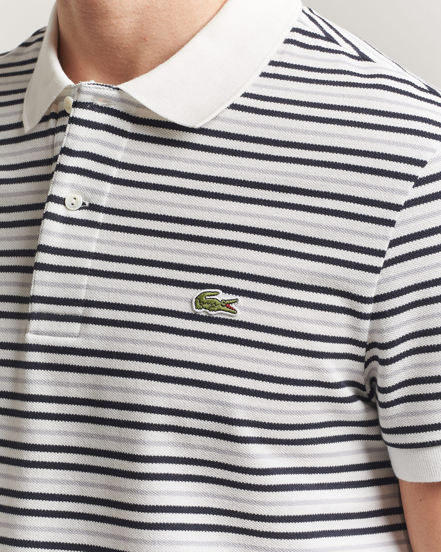Herre | Pikéer | Lacoste | Original Striped Polo Piké Blackbird/Flour