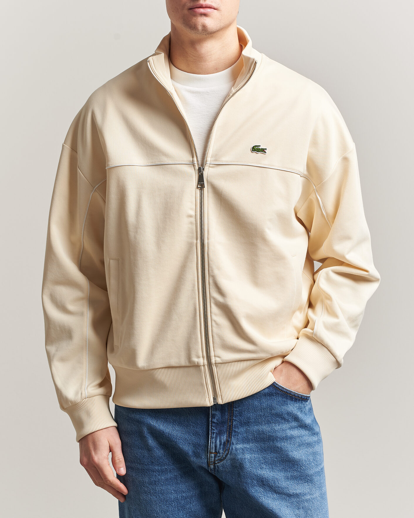 Herre | Gensere | Lacoste | Piqué Track Jacket Naturel Clair