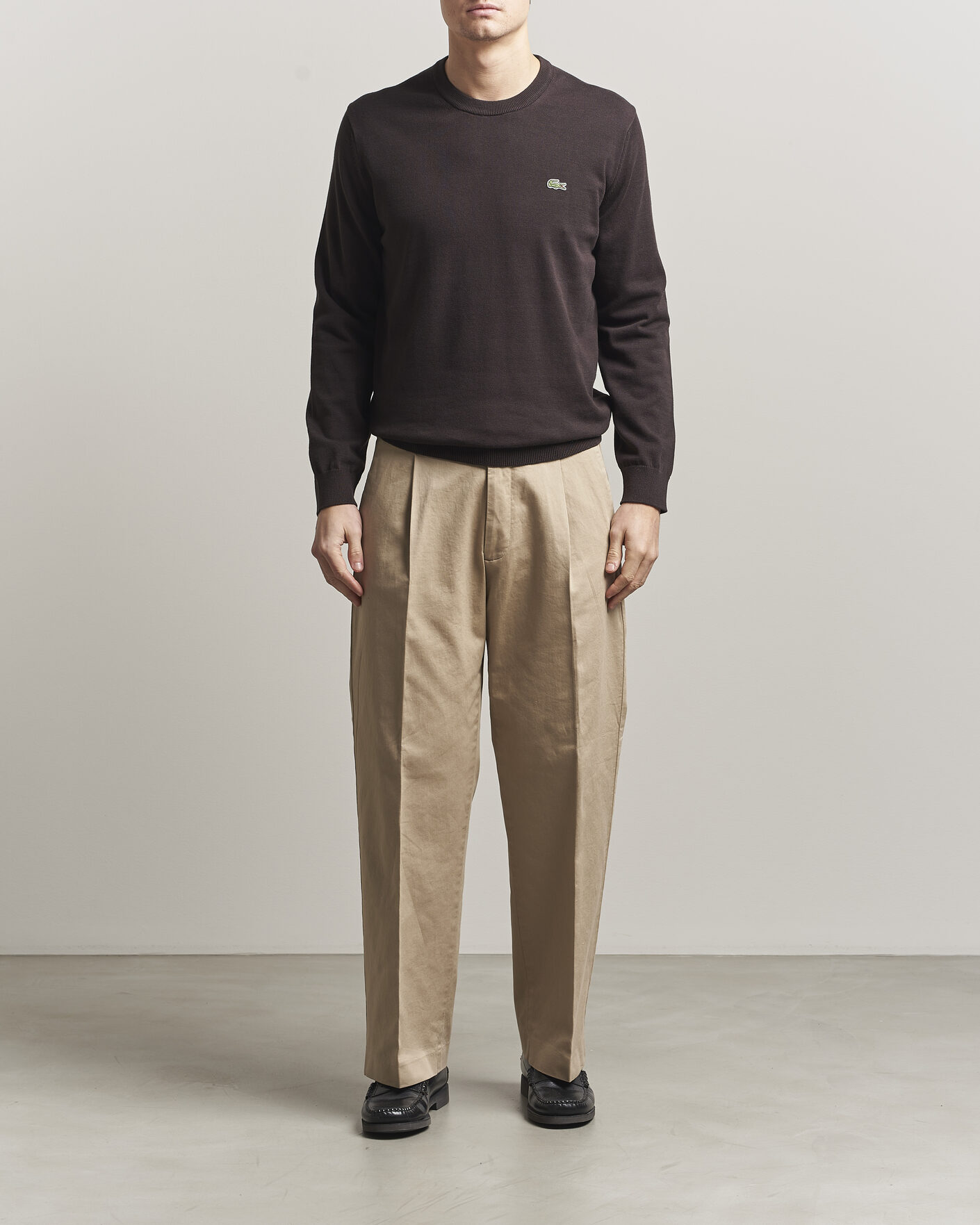 Herre | Gensere | Lacoste | Cotton Knitted Sweater Buffalo Brown