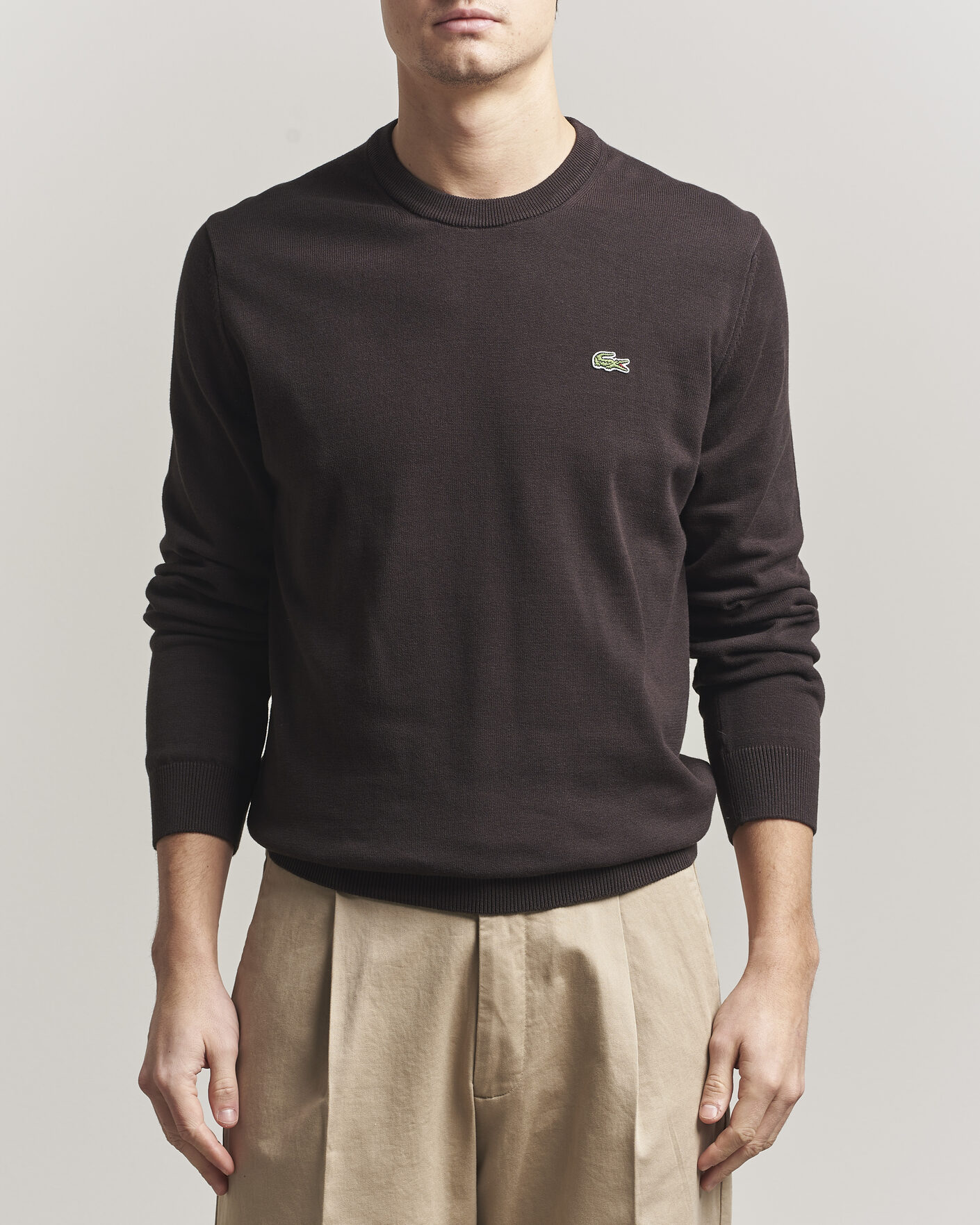 Herre | Gensere | Lacoste | Cotton Knitted Sweater Buffalo Brown