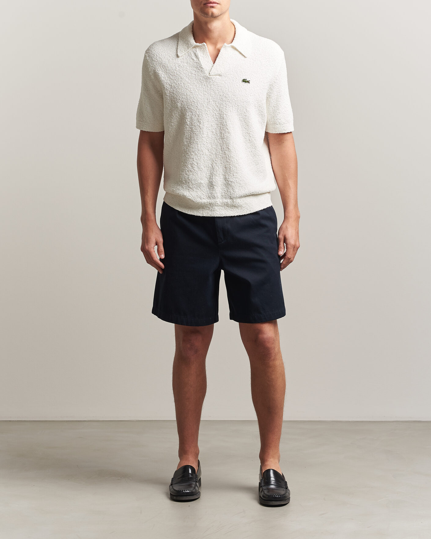 Herre | Pikéer | Lacoste | Cotton Bouclé Open Collar Polo Flour