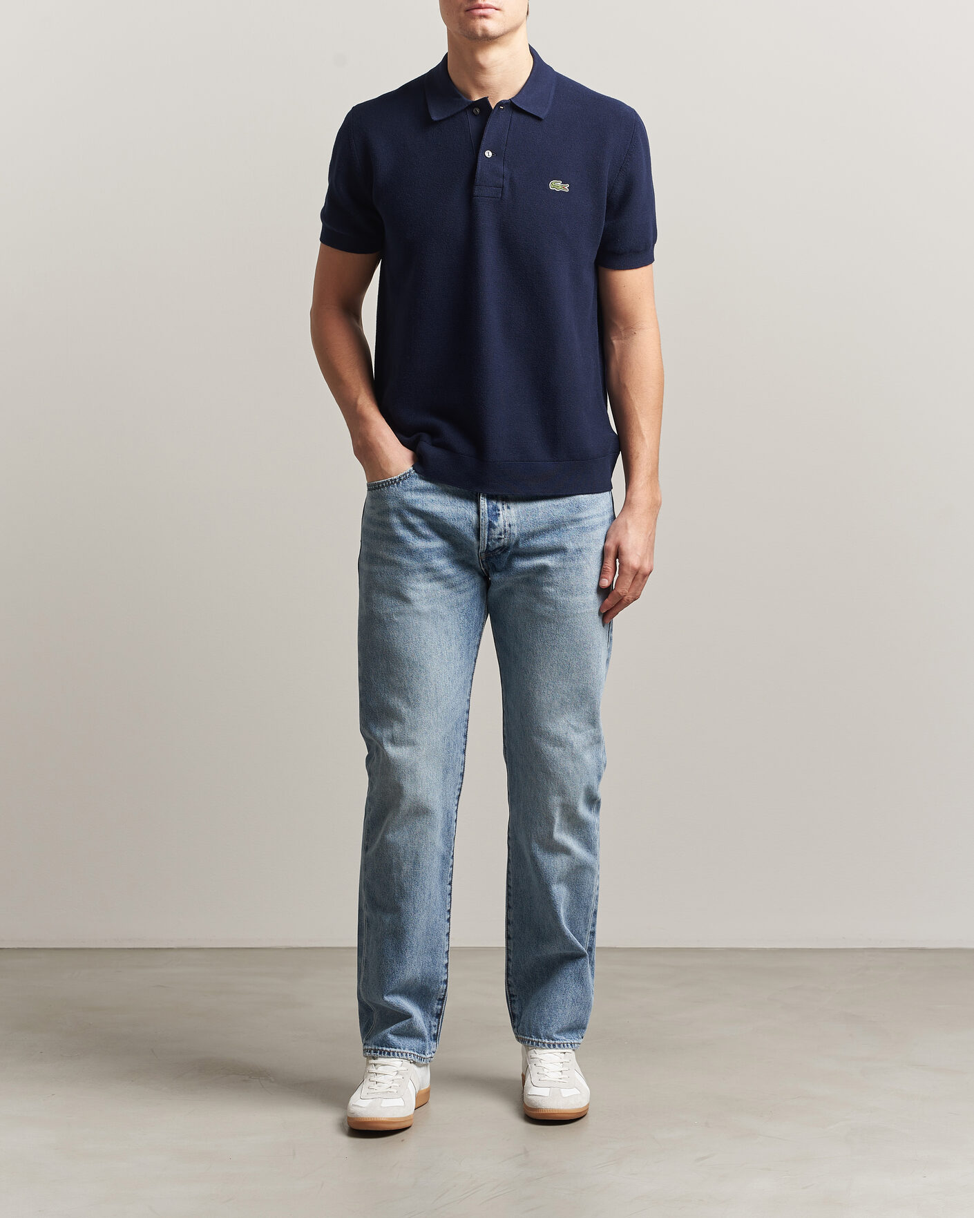 Herre | Pikéer | Lacoste | Cotton Knitted Polo Navy Blue