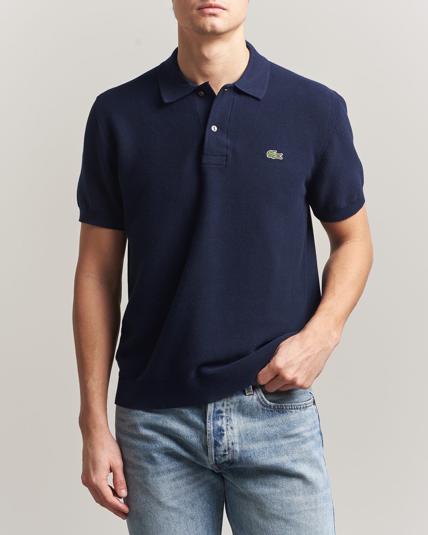 Herre | Pikéer | Lacoste | Cotton Knitted Polo Navy Blue