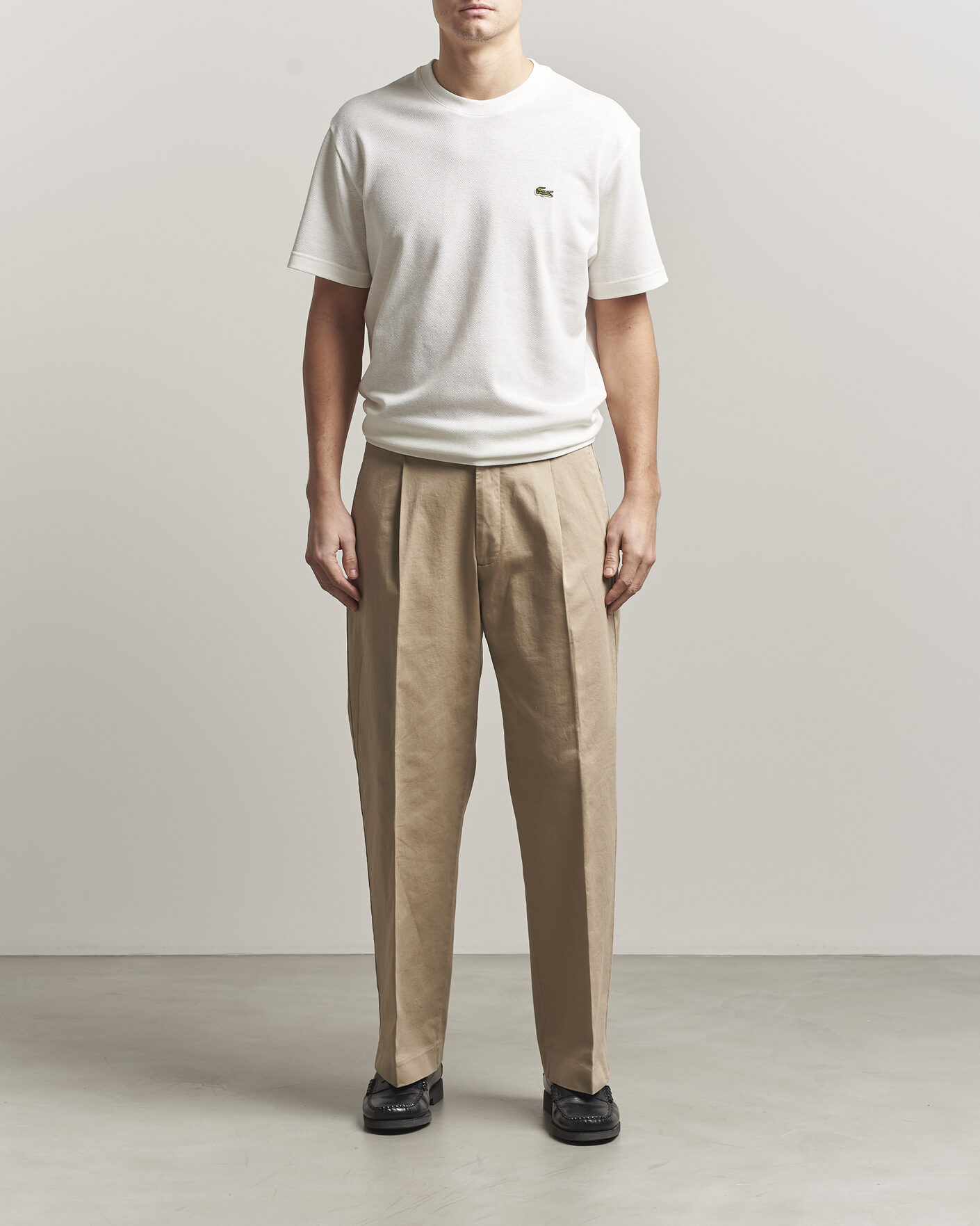 Herre | T-Shirts | Lacoste | Cotton/Linen Pique T-Shirt Flour