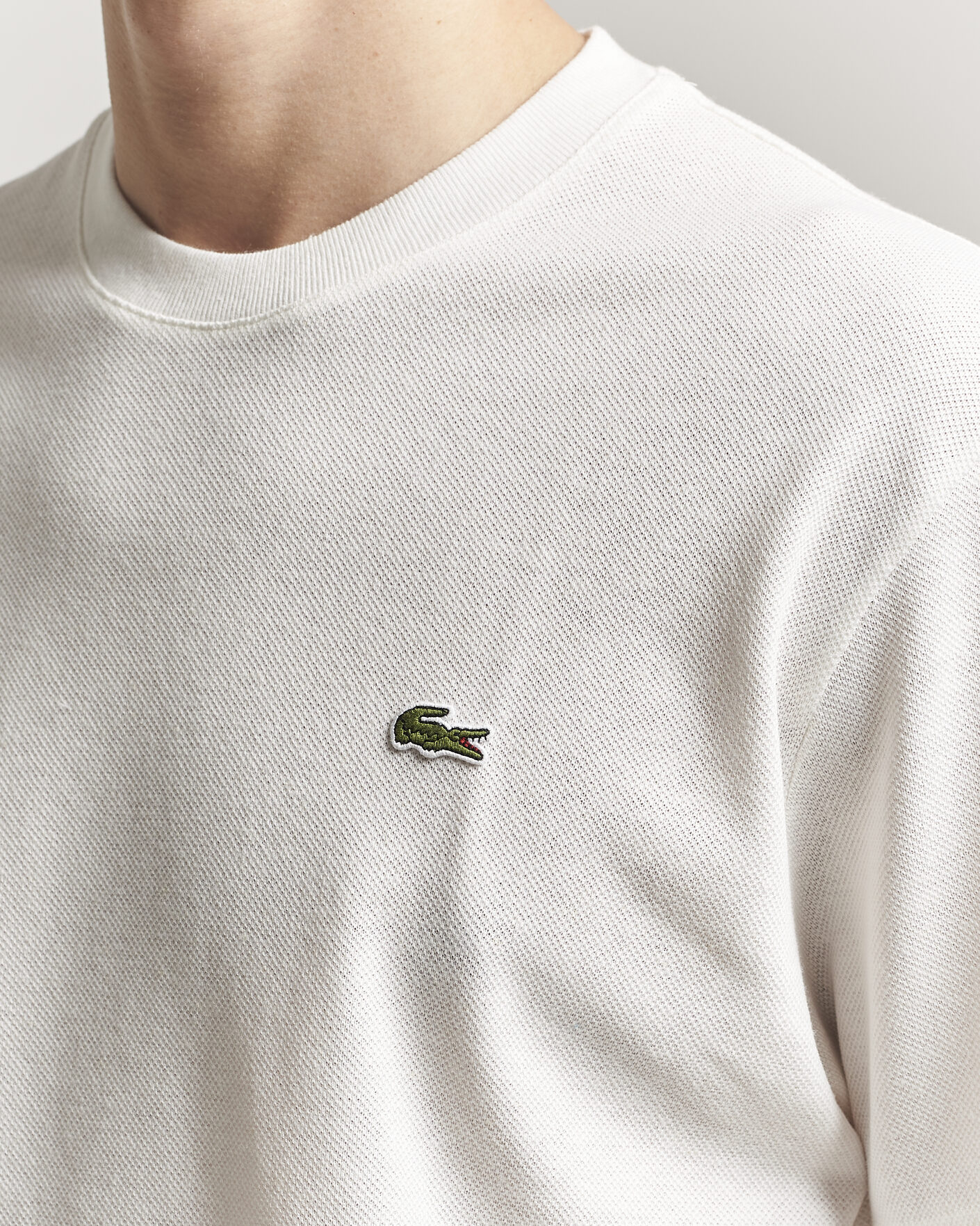Herre | T-Shirts | Lacoste | Cotton/Linen Pique T-Shirt Flour
