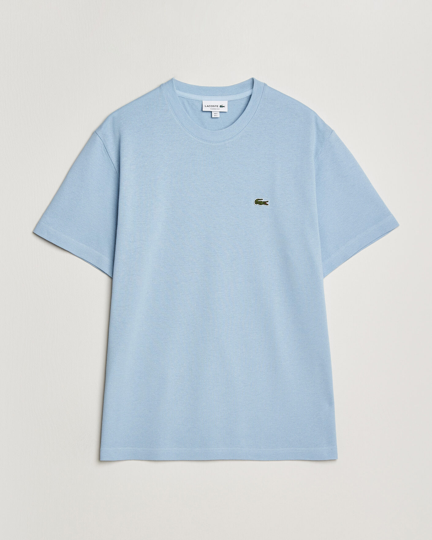 Herre | T-Shirts | Lacoste | Cotton/Linen Pique T-Shirt Light Blue