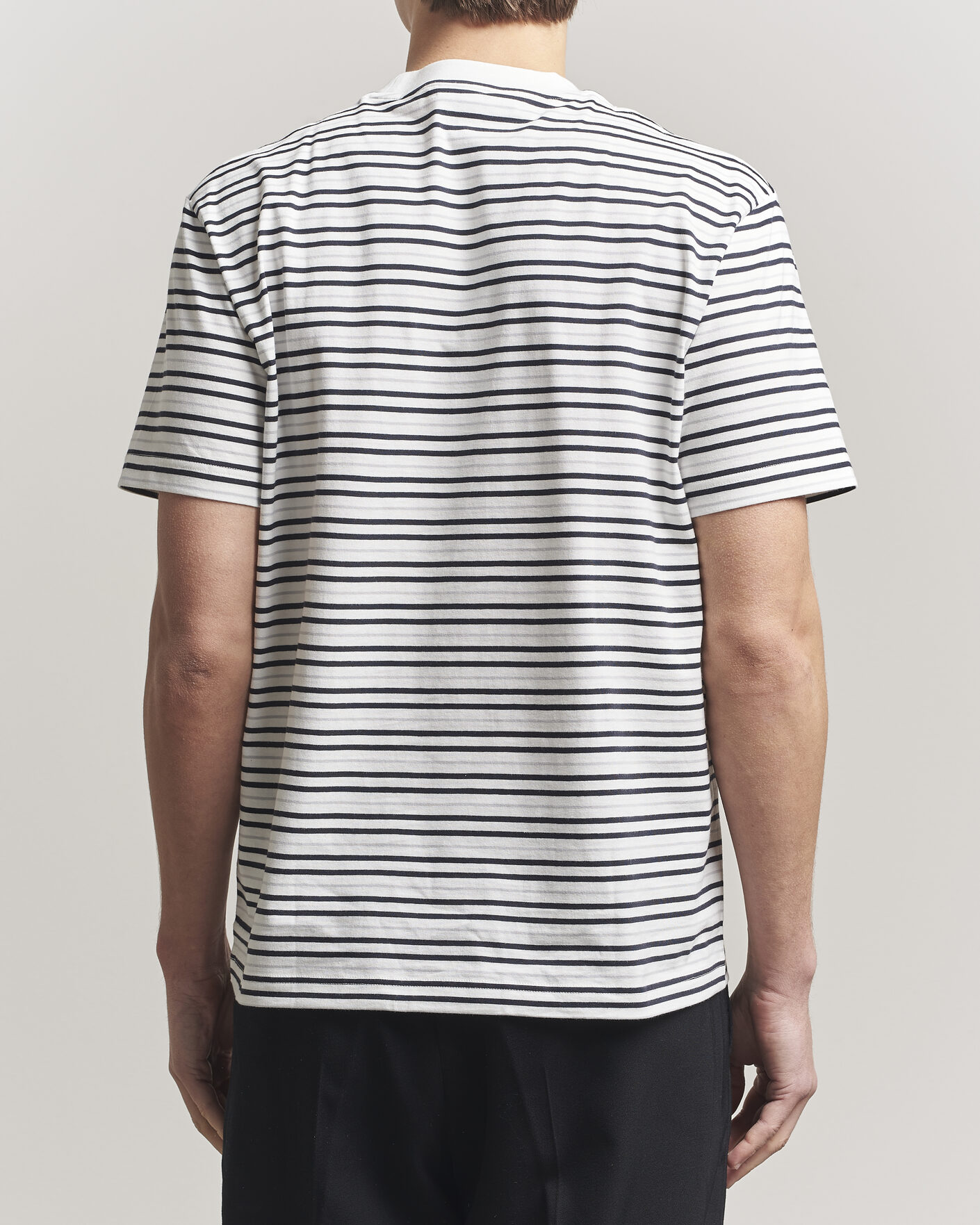 Herre | T-Shirts | Lacoste | Cotton Striped T-Shirt Blackbird/Flour