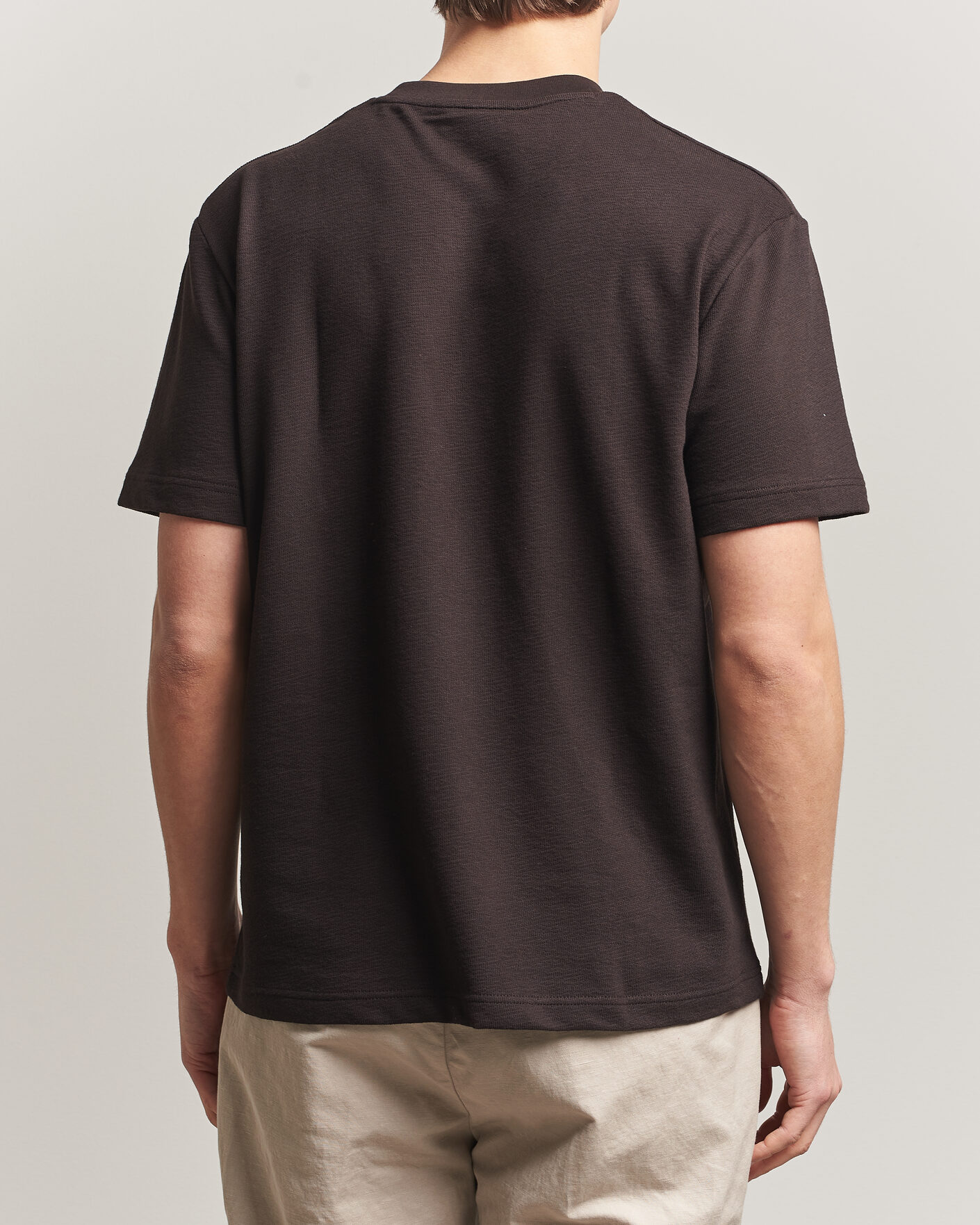 Herre | T-Shirts | Lacoste | Textured Cotton T-Shirt Buffalo Brown