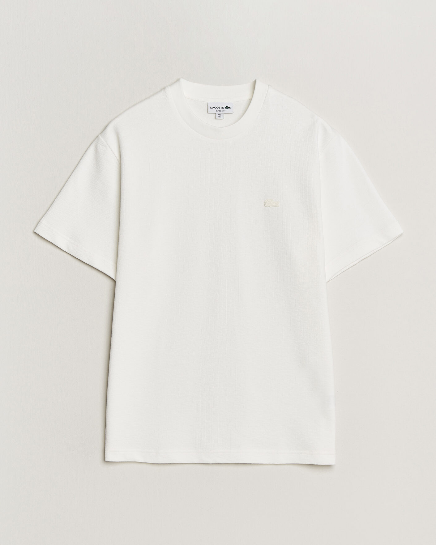 Herre | T-Shirts | Lacoste | Textured Cotton T-Shirt Flour