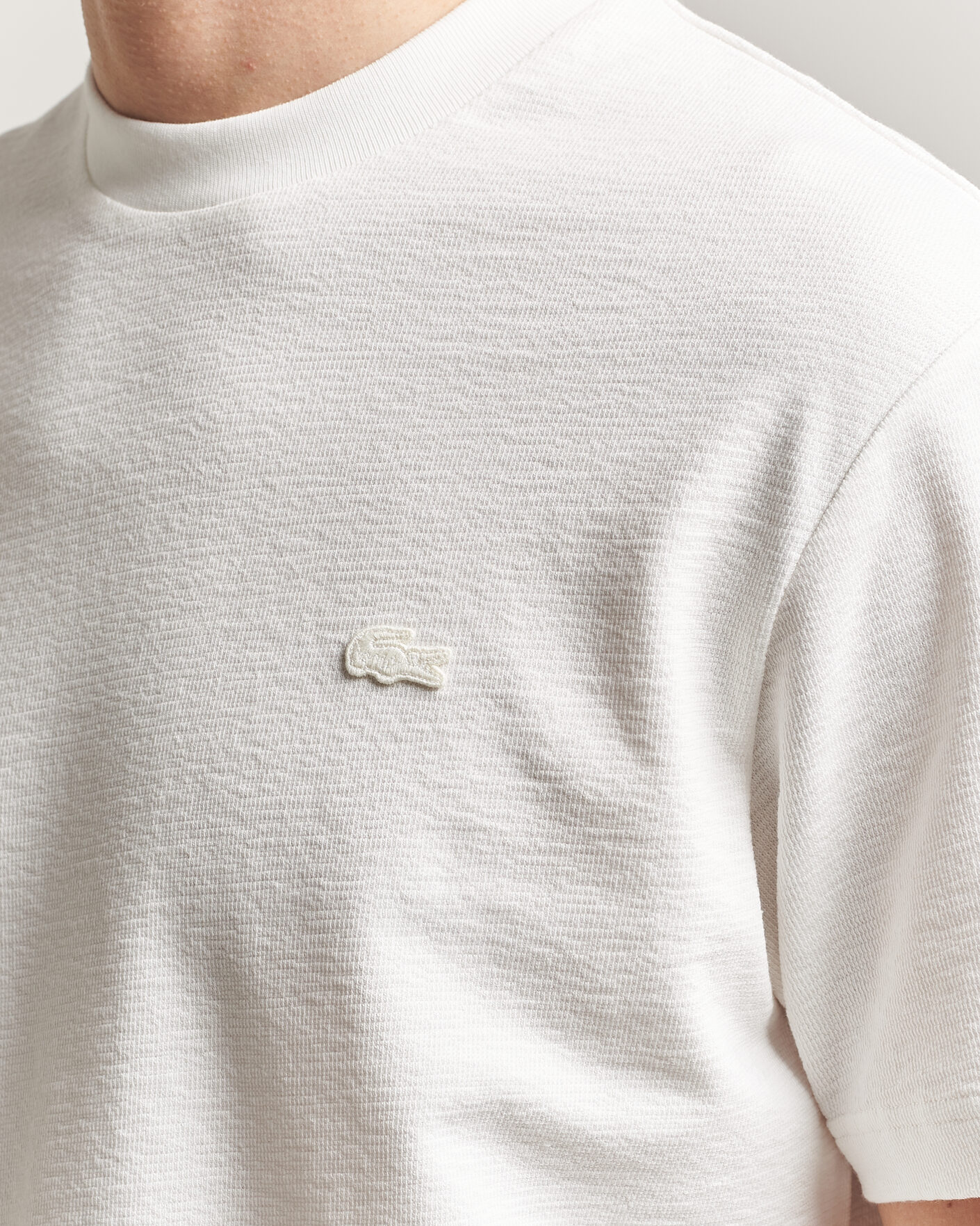Herre | T-Shirts | Lacoste | Textured Cotton T-Shirt Flour