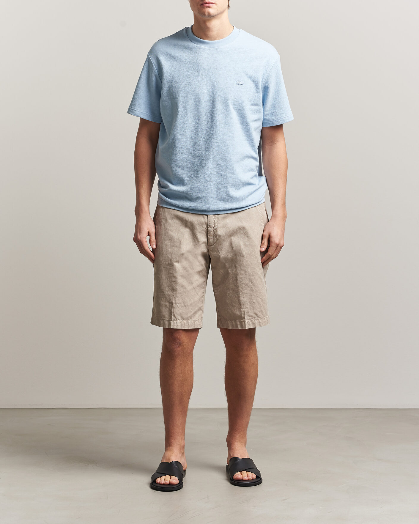 Herre | T-Shirts | Lacoste | Textured Cotton T-Shirt Light Blue