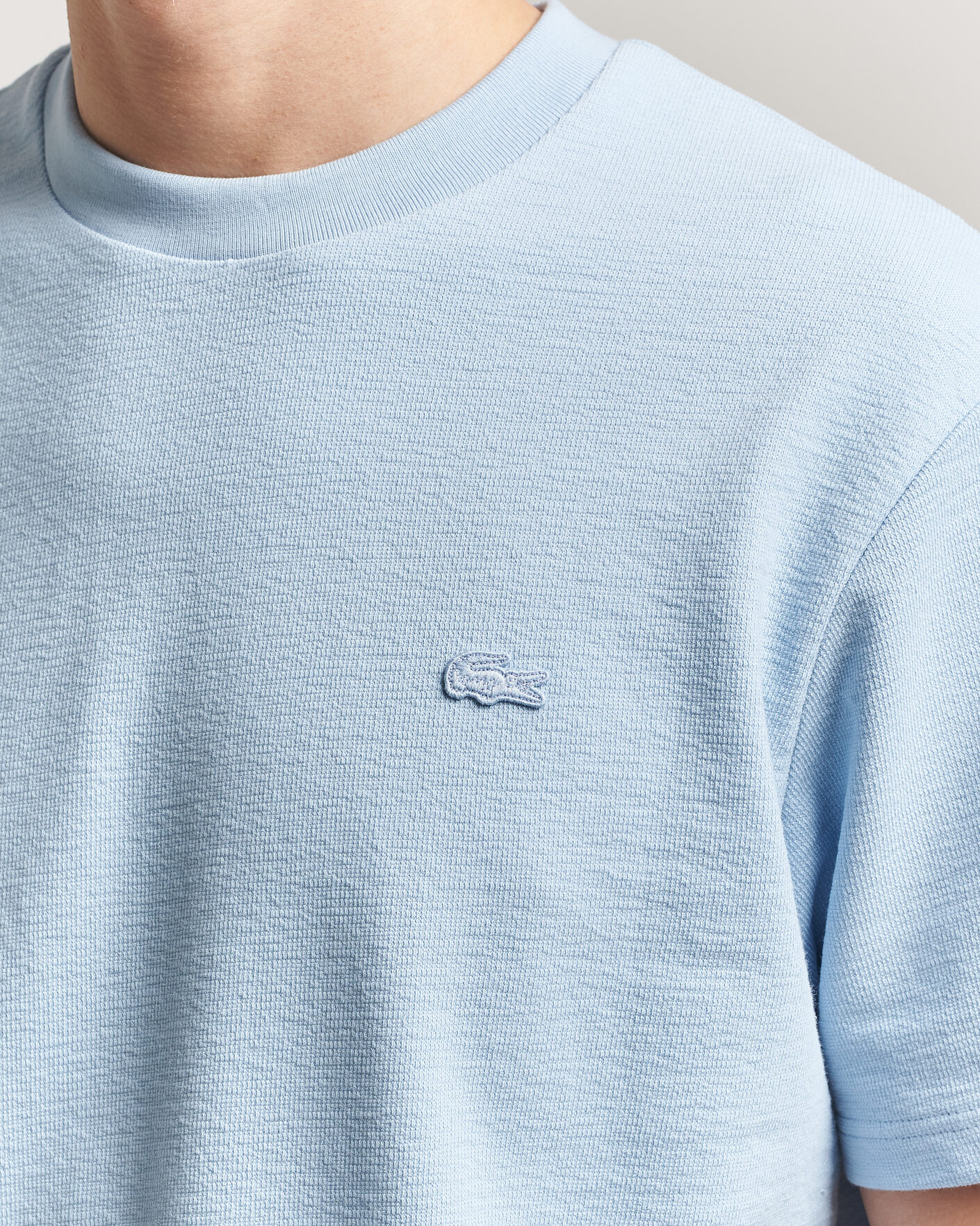 Herre | T-Shirts | Lacoste | Textured Cotton T-Shirt Light Blue