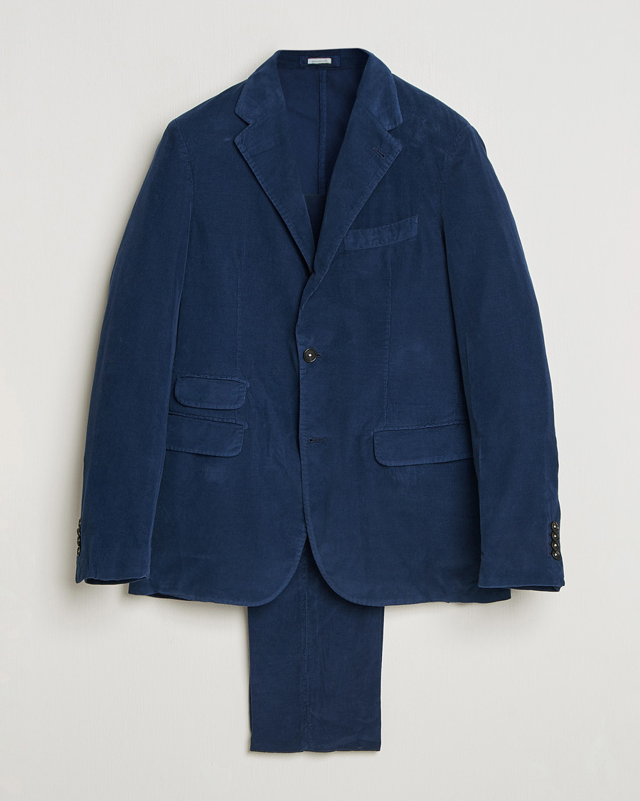 Herre | Dresser | Massimo Alba | Sloop Corduroy Suit Midnight Blue