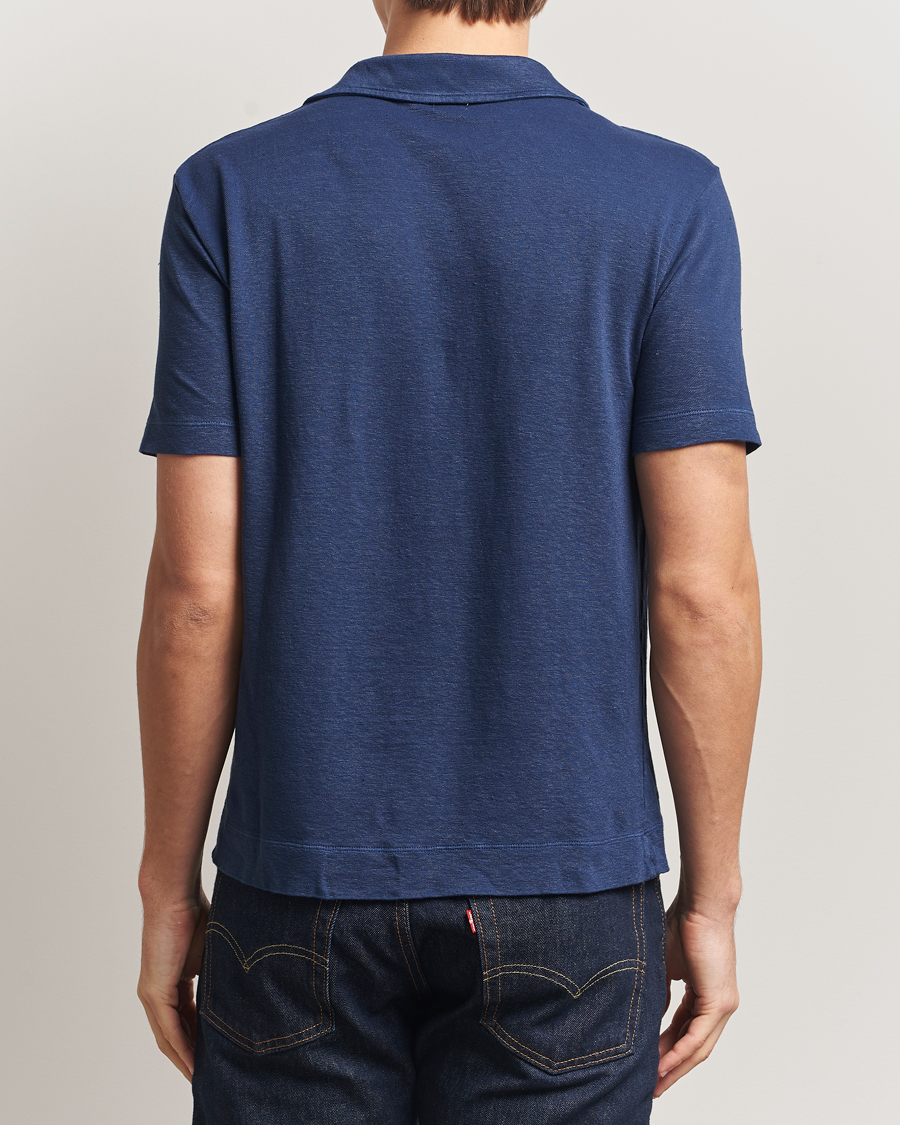 Herre | Pikéer | Massimo Alba | Aruba Cotton/Linen Polo Midnight Blue
