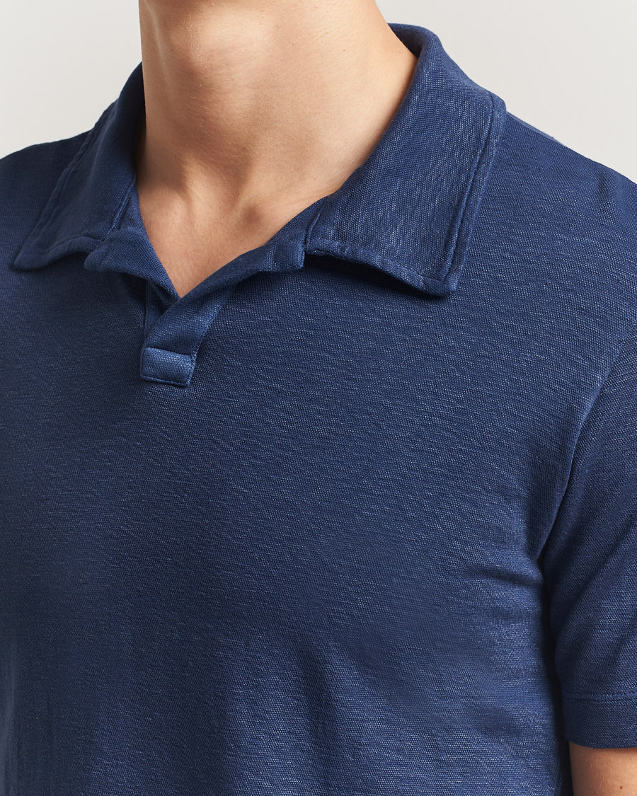 Herre | Pikéer | Massimo Alba | Aruba Cotton/Linen Polo Midnight Blue