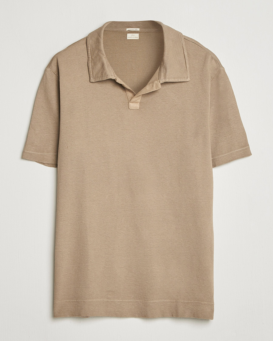 Herre | Pikéer | Massimo Alba | Aruba Cotton/Linen Polo Camel