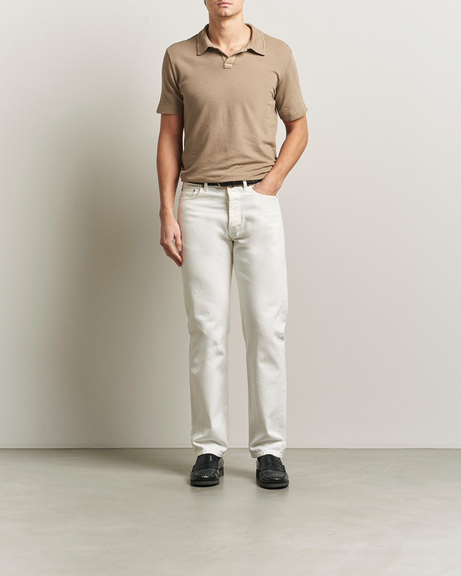 Herre | Pikéer | Massimo Alba | Aruba Cotton/Linen Polo Camel