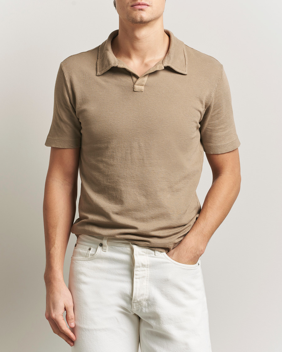 Herre | Pikéer | Massimo Alba | Aruba Cotton/Linen Polo Camel