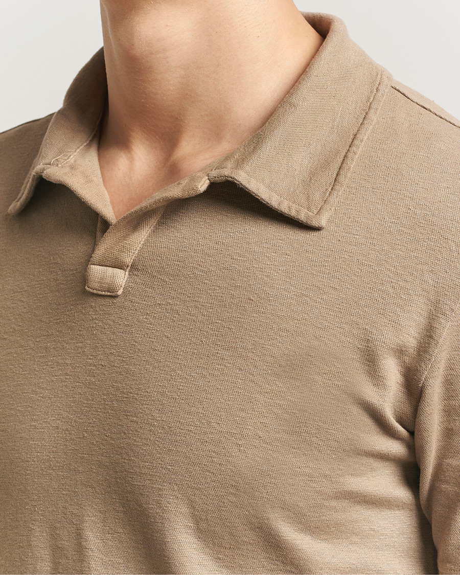 Herre | Pikéer | Massimo Alba | Aruba Cotton/Linen Polo Camel