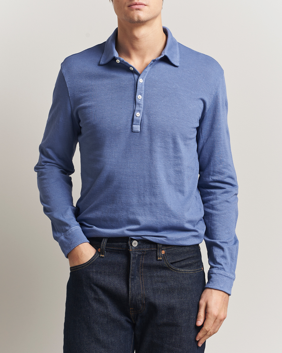 Herre | Pikéer | Massimo Alba | Raya Cotton/Linen Long Sleeve Polo Tulip