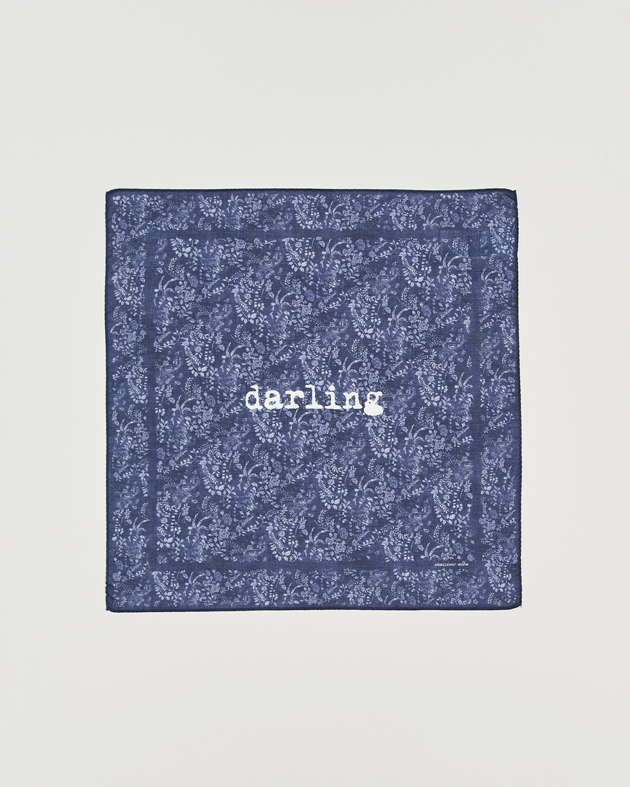 Herre | Lommetørklær | Massimo Alba | Printed Cotton Voile Hankerchief Midnight Blue