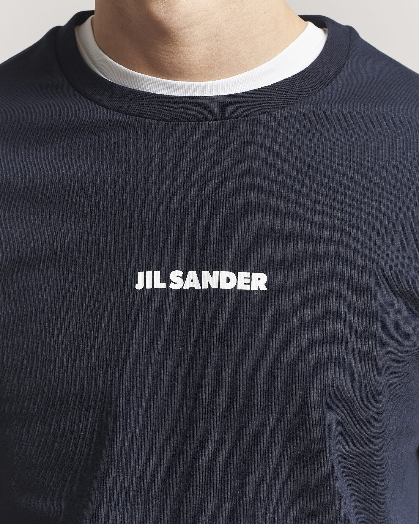 Herre | T-Shirts | Jil Sander | Long Sleeve Logo T-Shirt Navy
