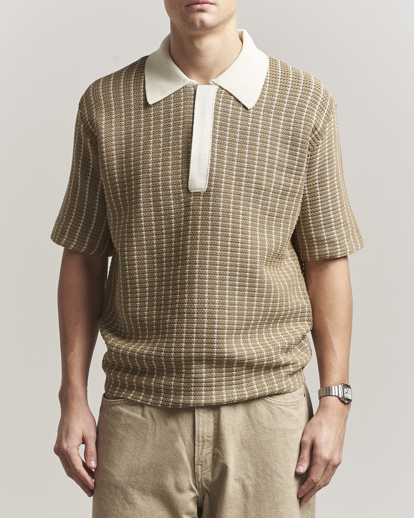 Herre | Pikéer | Jil Sander | Net Stitch Knitted Polo Tobacco