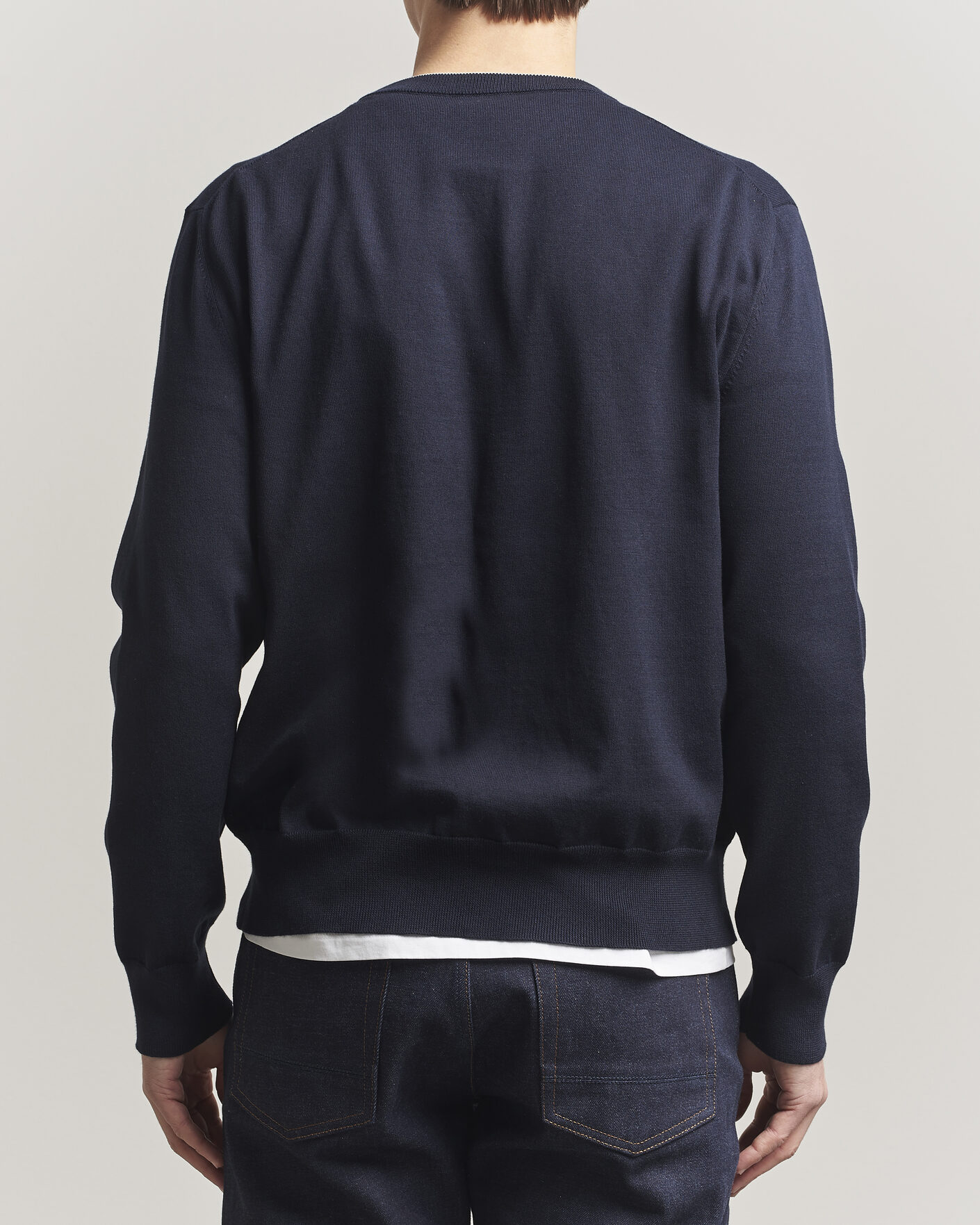 Herre | Gensere | Jil Sander | Fine Cotton Contrast Pullover Navy