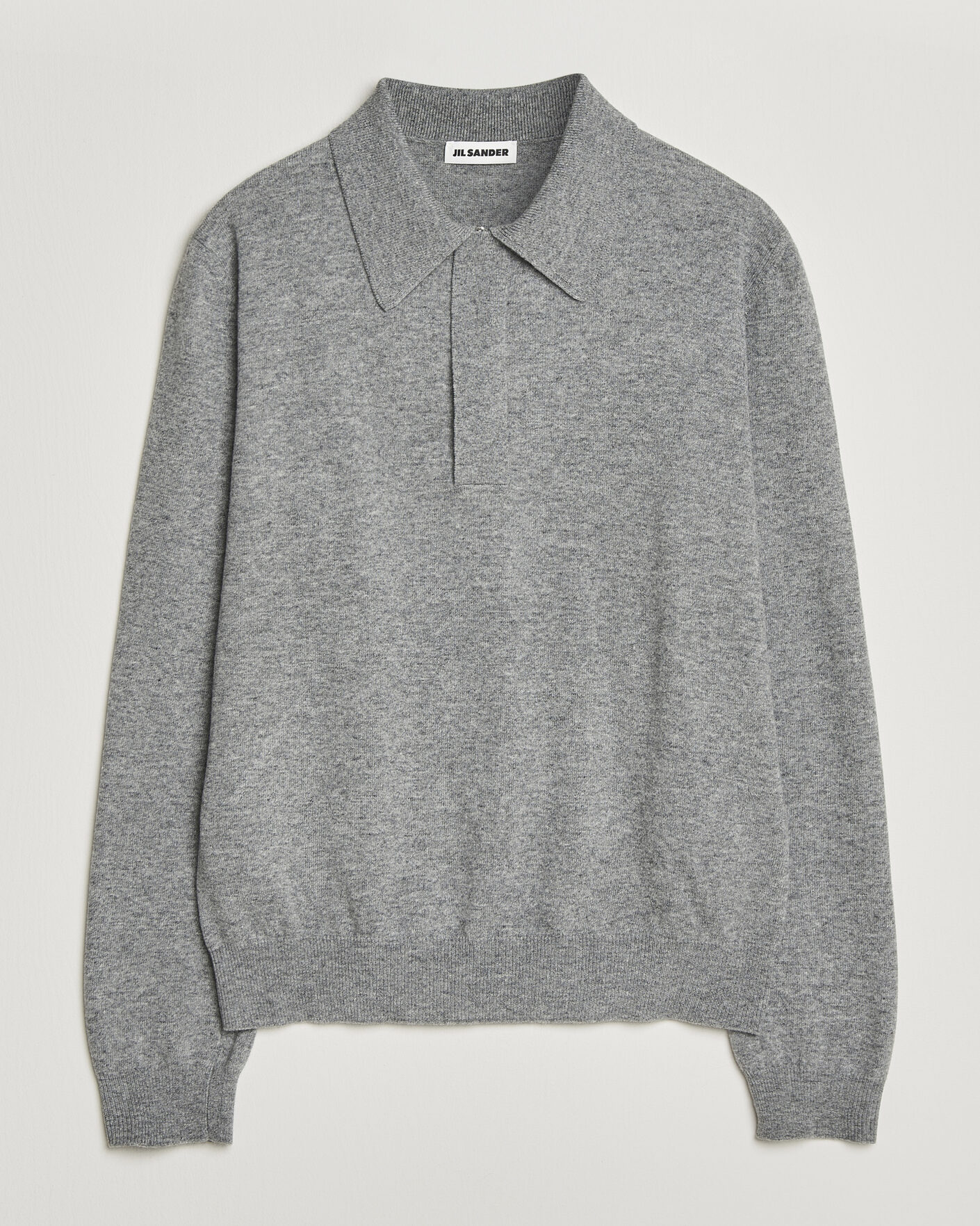 Herre | Gensere | Jil Sander | Long Sleeve Knitted Wool Polo Grey Melange