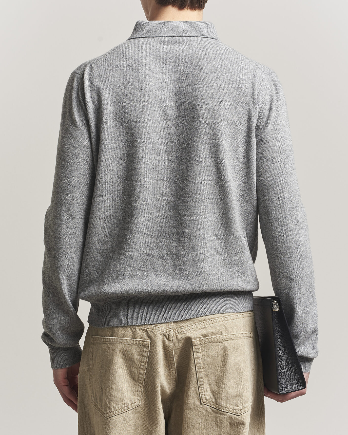 Herre | Gensere | Jil Sander | Long Sleeve Knitted Wool Polo Grey Melange