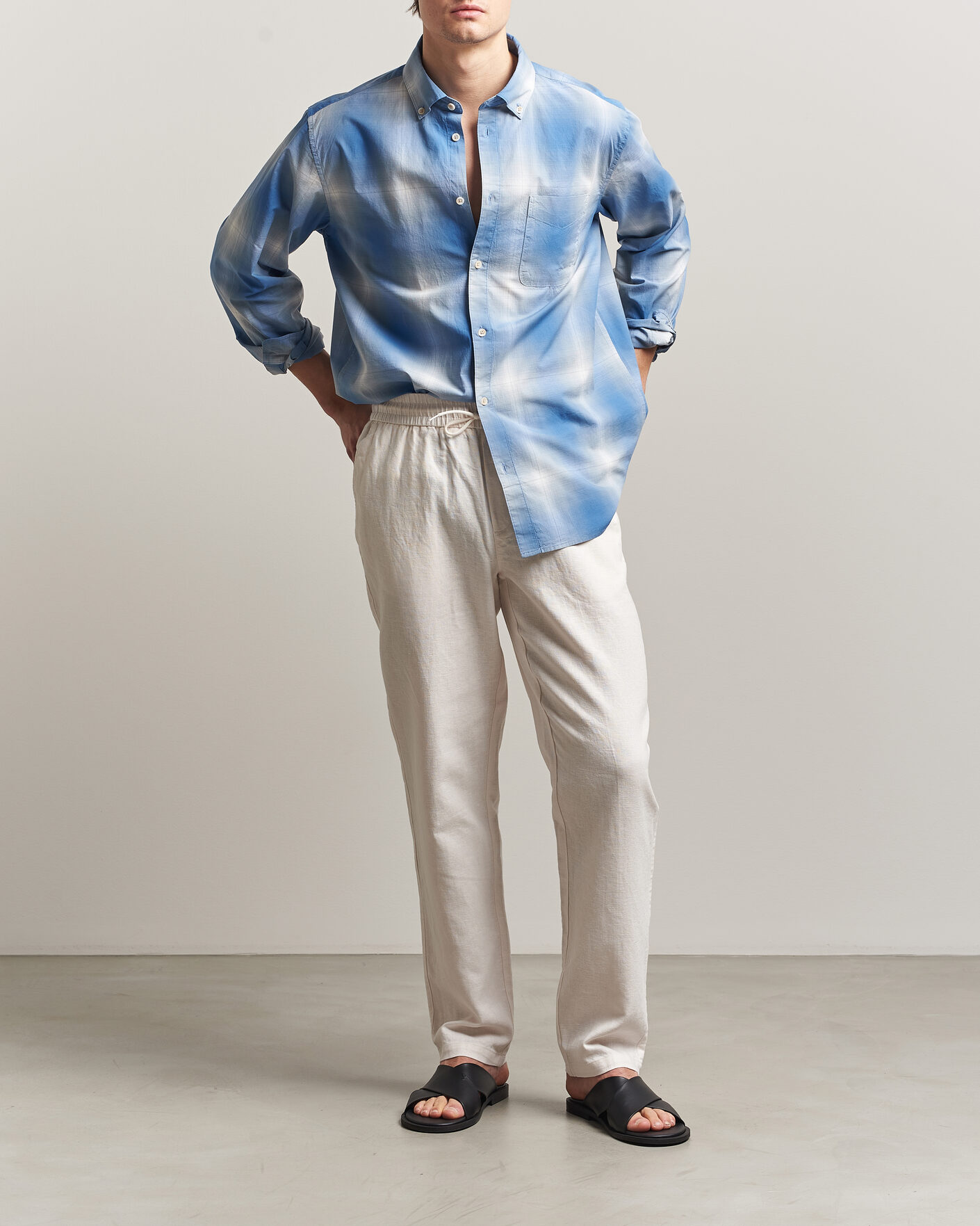 Herre | Bukser | LES DEUX | Patrick Heavy Linen/Cotton Pants Eggnog White