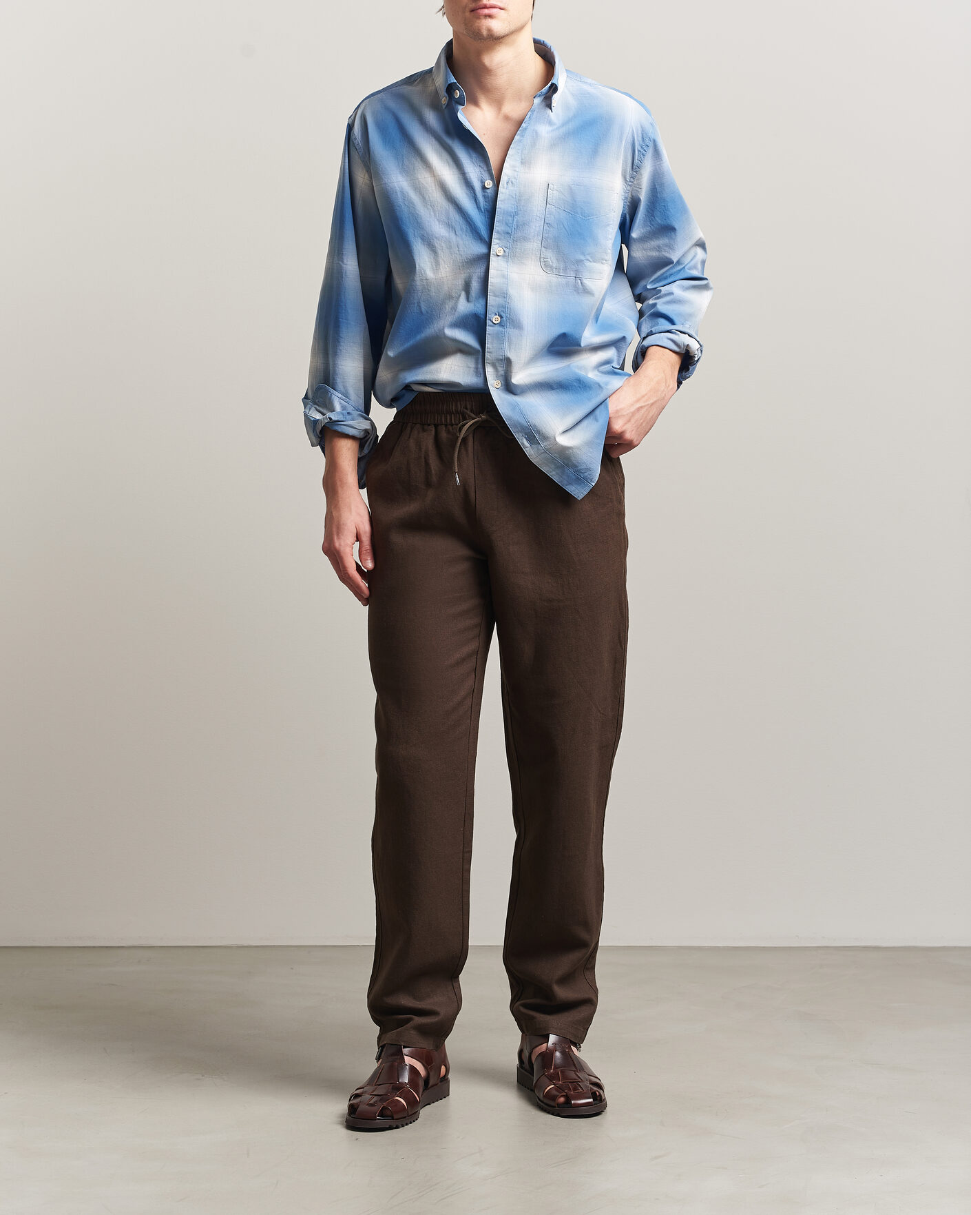 Herre | Bukser | LES DEUX | Patrick Heavy Linen/Cotton Pants Brown