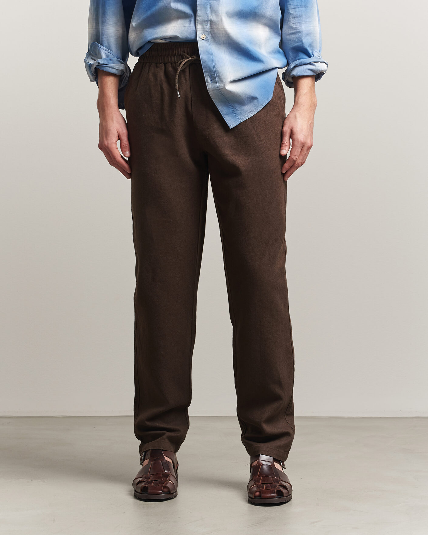 Herre | Bukser | LES DEUX | Patrick Heavy Linen/Cotton Pants Brown