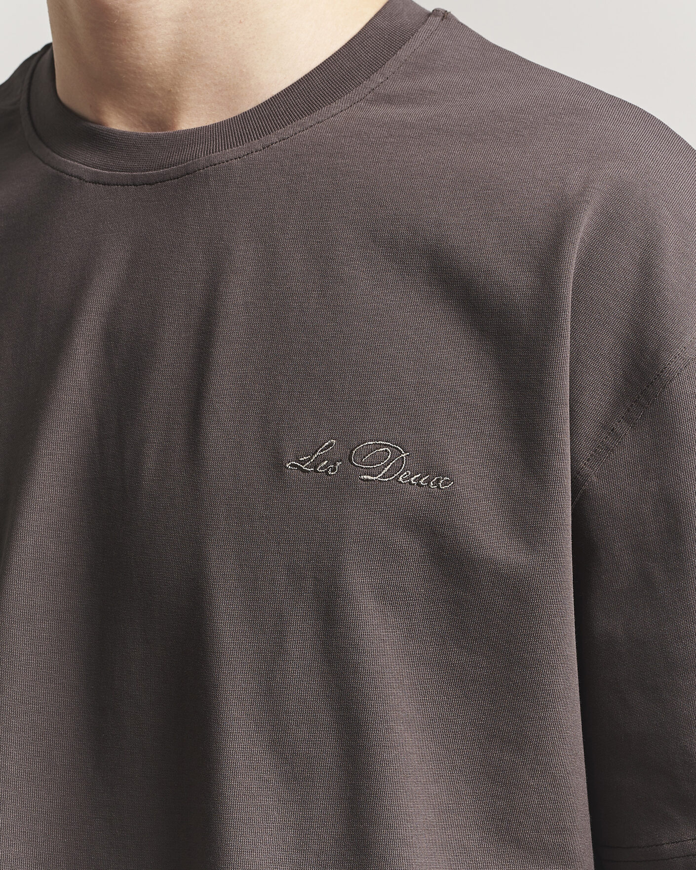 Herre | T-Shirts | LES DEUX | Crew T-Shirt Coffee Brown