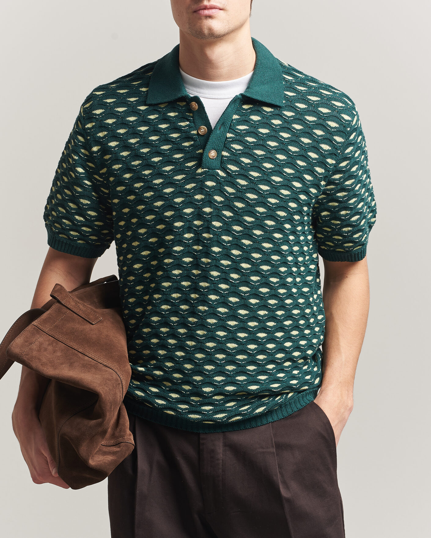 Herre | Pikéer | LES DEUX | Esmay Shell Knitted Polo Sea Moss Green