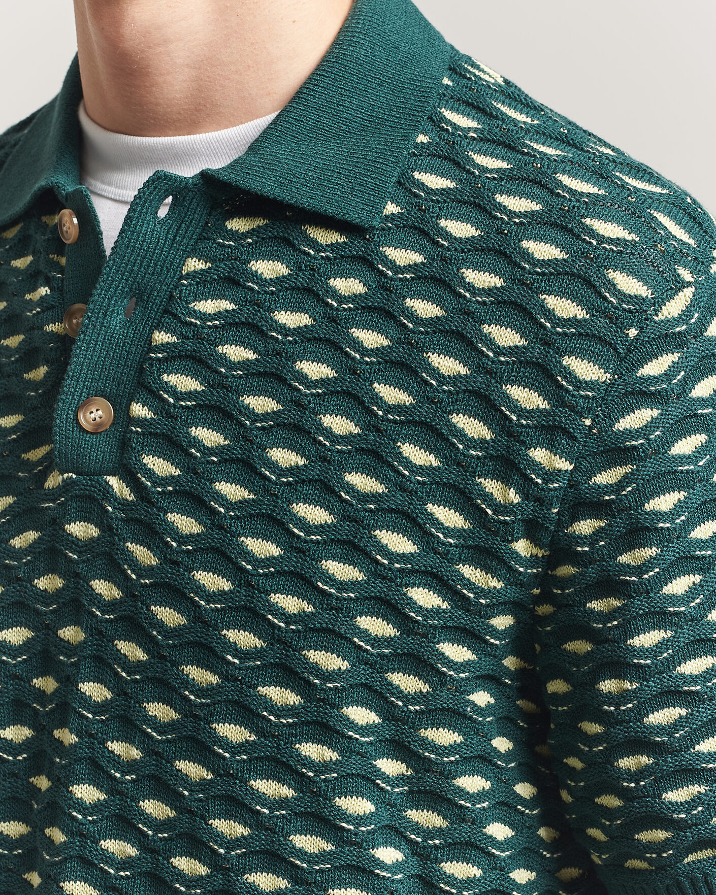 Herre | Pikéer | LES DEUX | Esmay Shell Knitted Polo Sea Moss Green