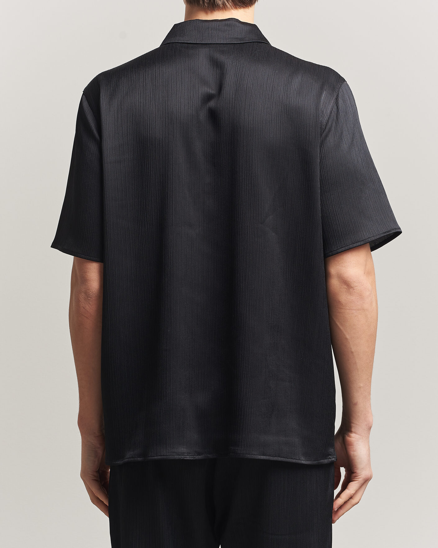 Herre | Skjorter | LES DEUX | Hector Plissé Short Sleeve Shirt Black
